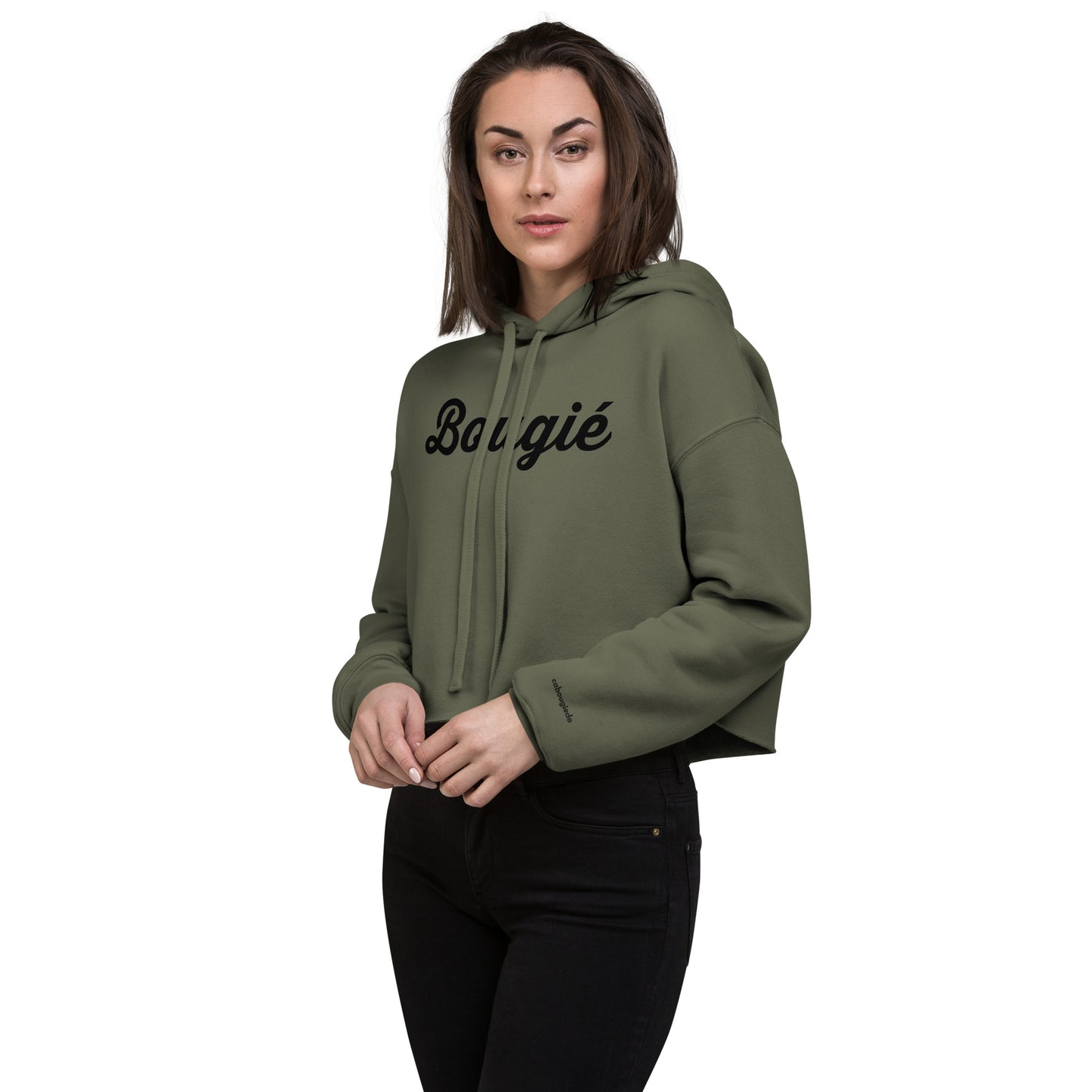 Crop Hoodie - Bougie (Black Print)