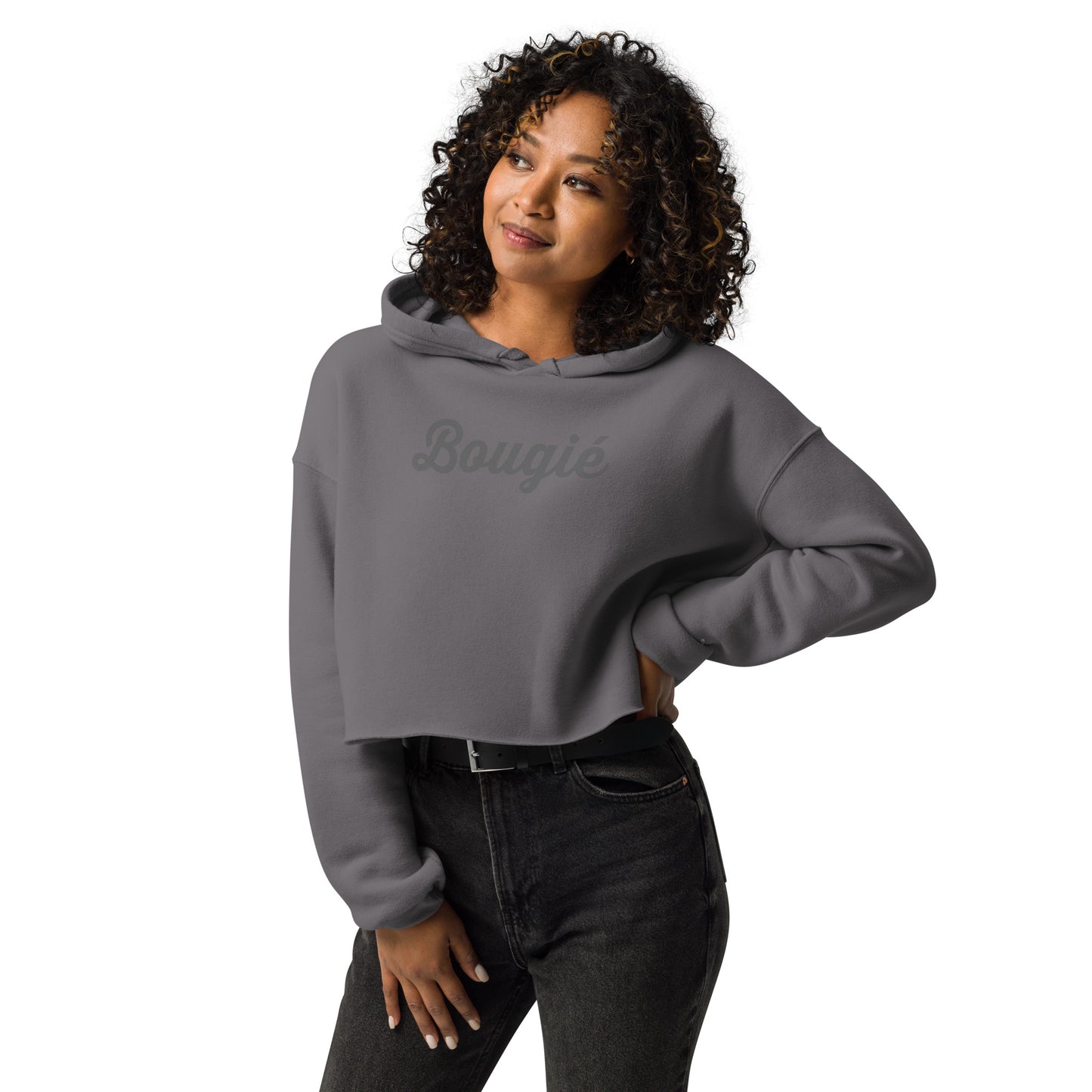 Crop Hoodie - Bougie (Gray Print)