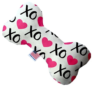 Pink XOXO 10 inch Canvas Bone Dog Toy