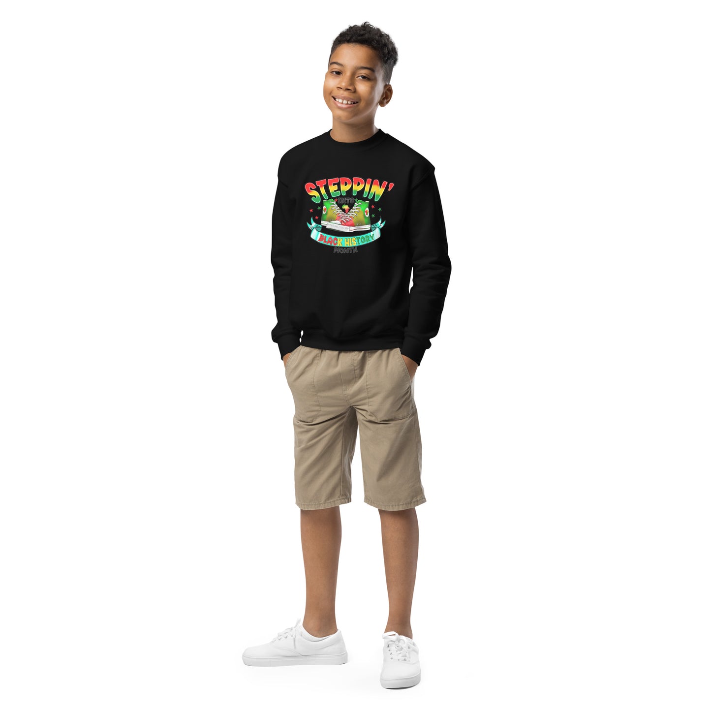 Youth crewneck sweatshirt - Steppin Into Black History Month