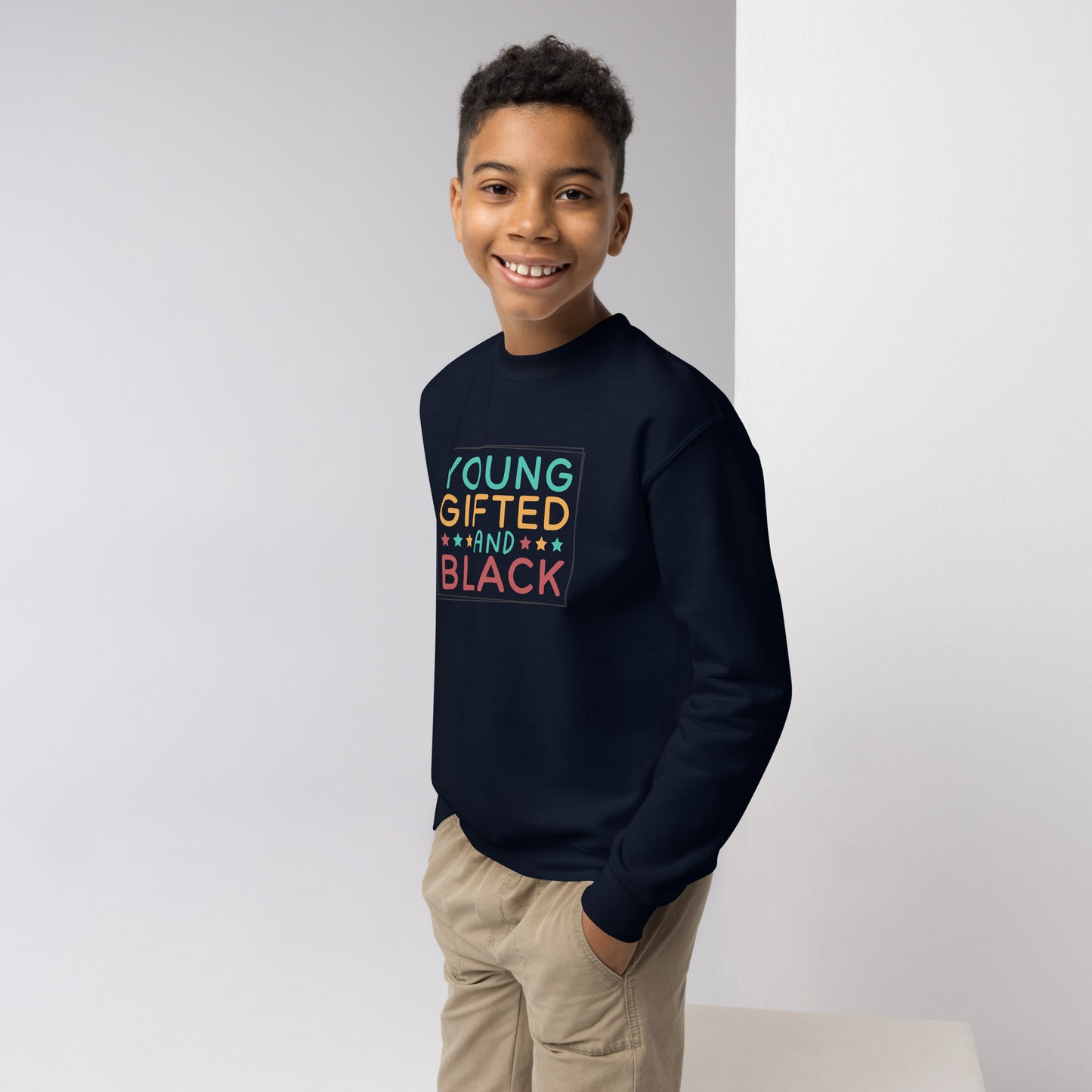 Youth crewneck sweatshirt - Juneteenth Young Gifted and Talented