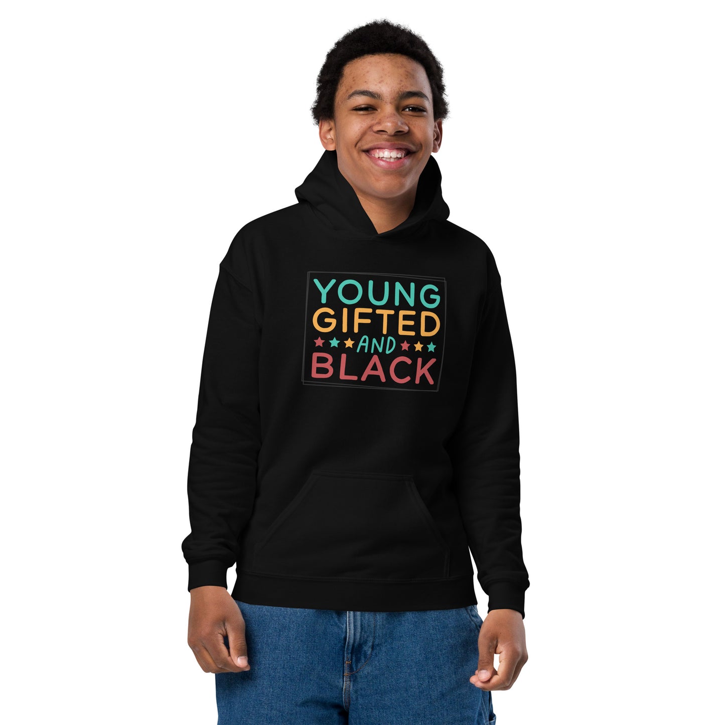 Youth heavy blend hoodie - Juneteenth Young Gifted and Black