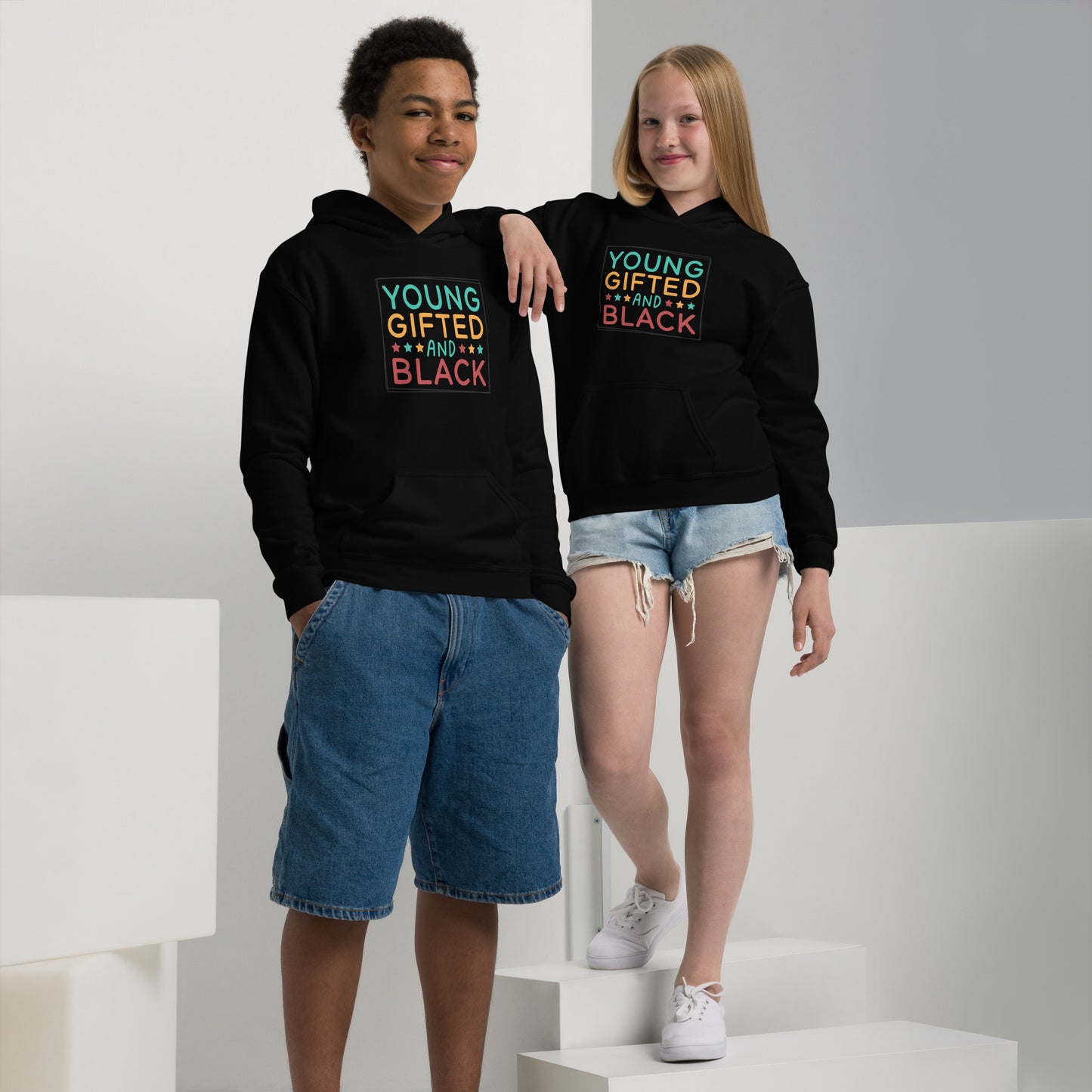 Youth heavy blend hoodie - Juneteenth Young Gifted and Black