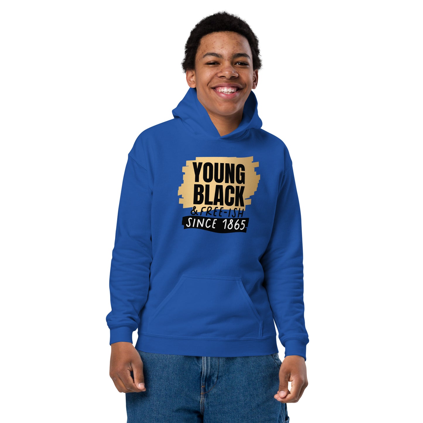 Youth heavy blend hoodie - Juneteenth Young Black Freeish Since 1865