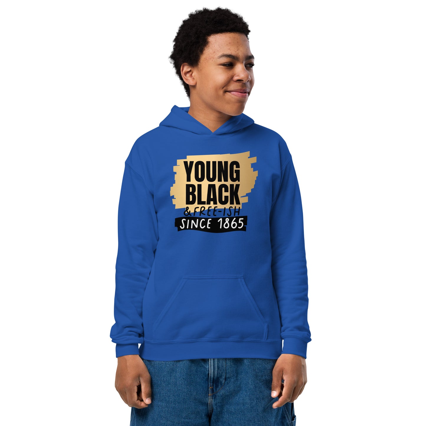 Youth heavy blend hoodie - Juneteenth Young Black Freeish Since 1865