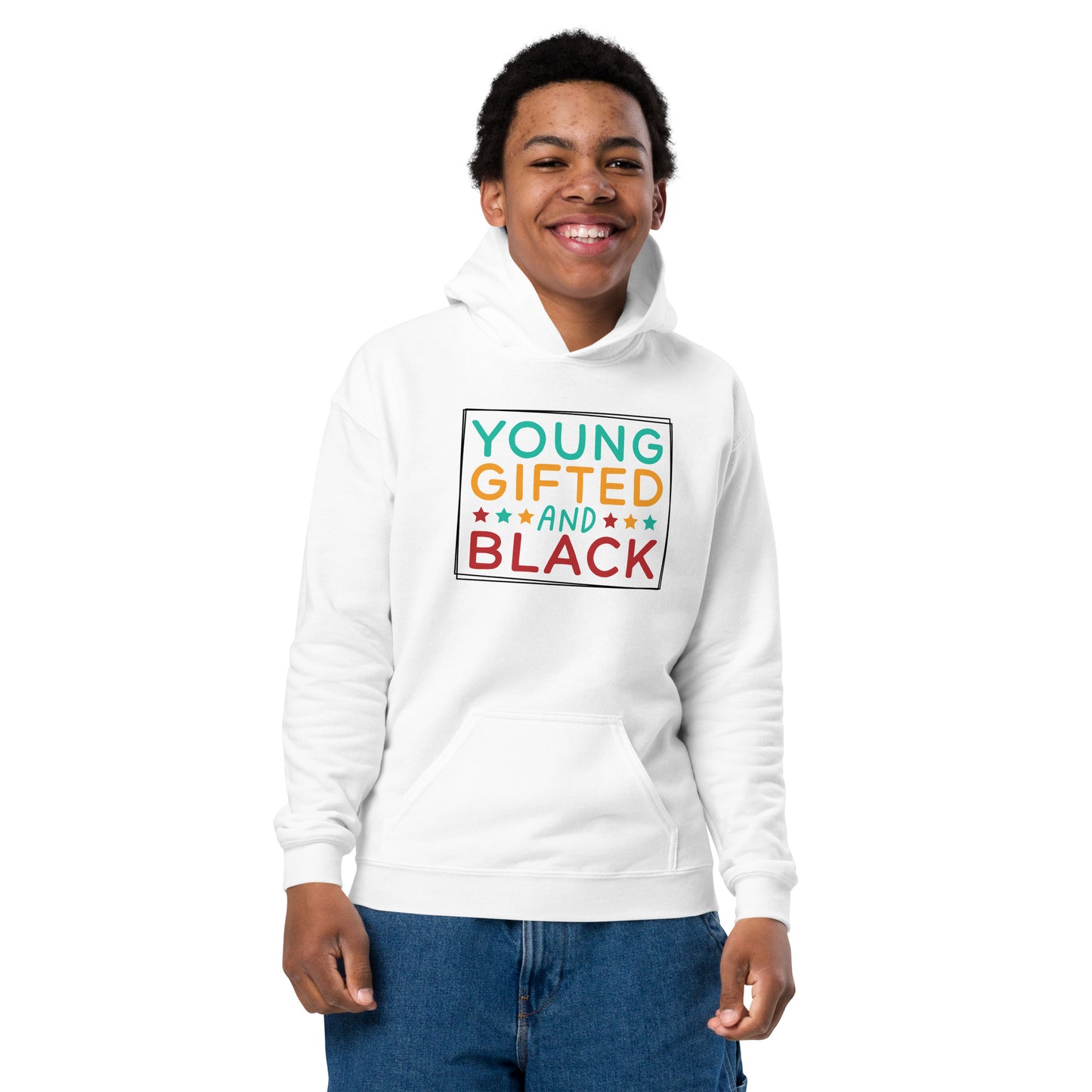 Youth heavy blend hoodie - Juneteenth Young Gifted and Black