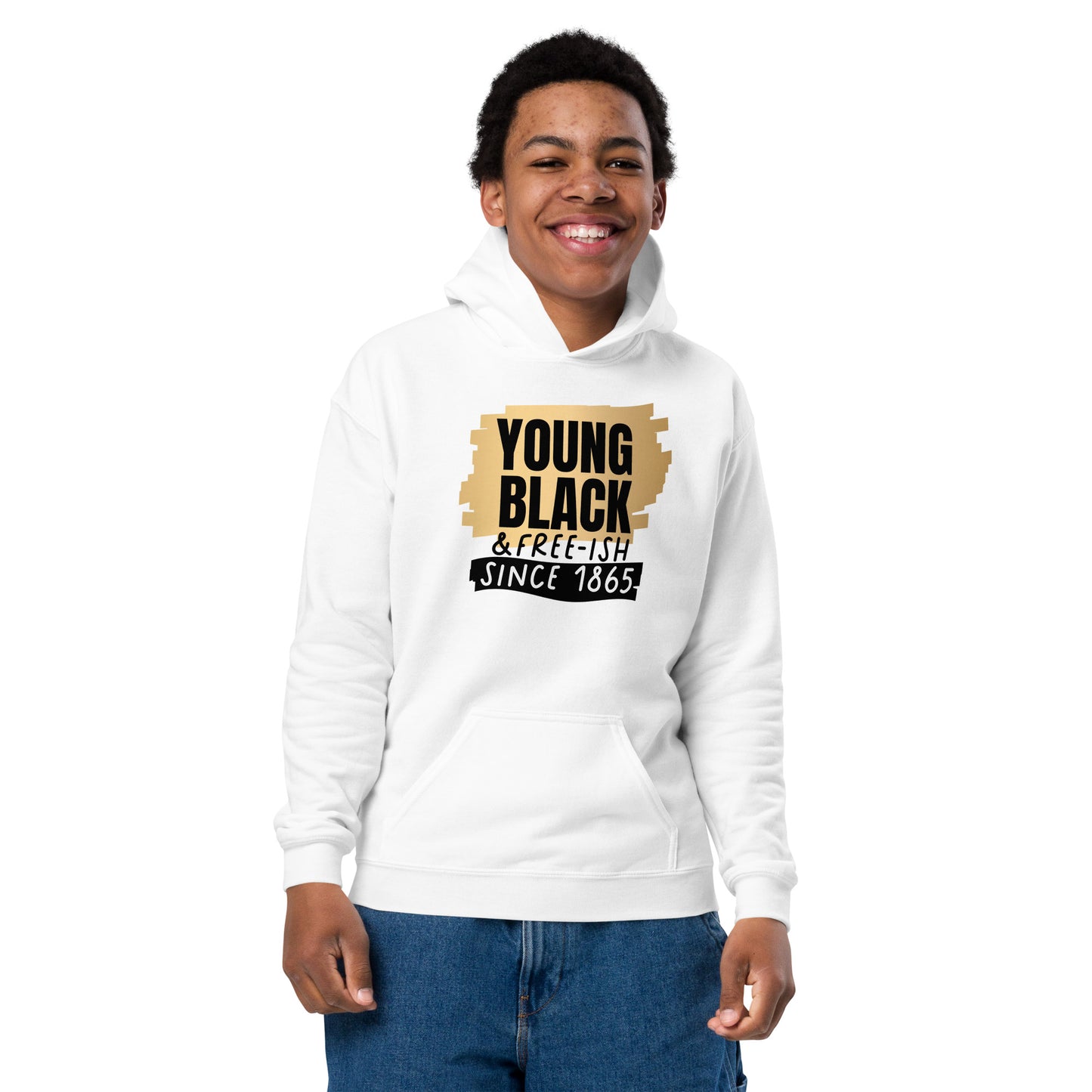 Youth heavy blend hoodie - Juneteenth Young Black Freeish Since 1865