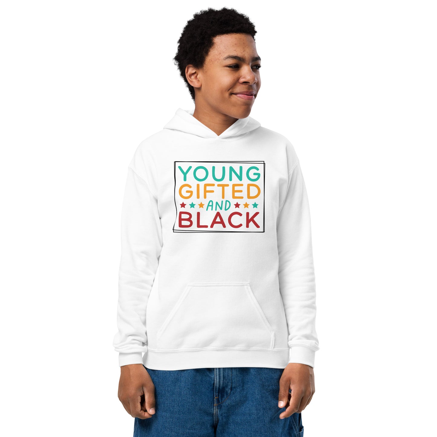 Youth heavy blend hoodie - Juneteenth Young Gifted and Black