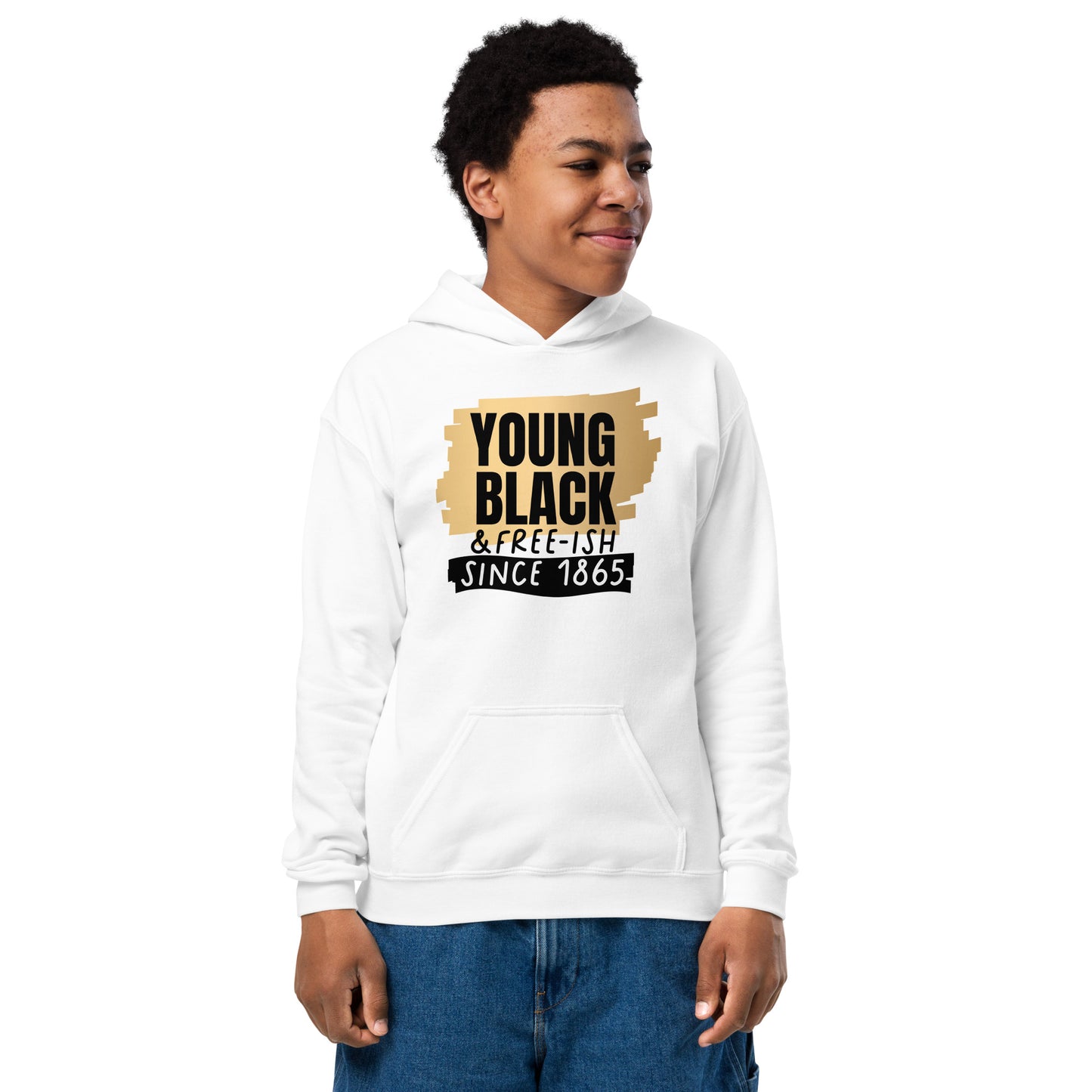 Youth heavy blend hoodie - Juneteenth Young Black Freeish Since 1865