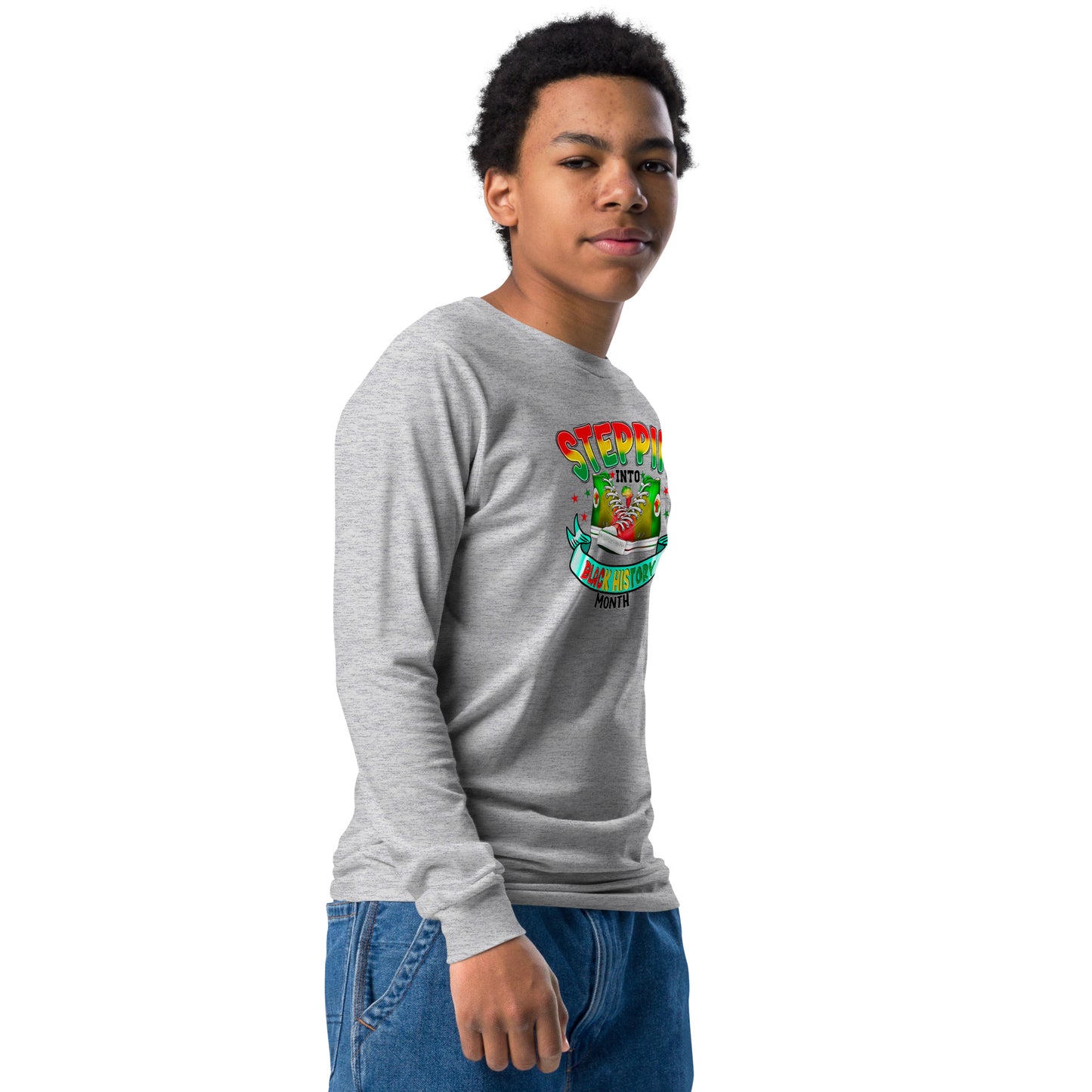 Youth long sleeve tee - Steppin Into Black History Month