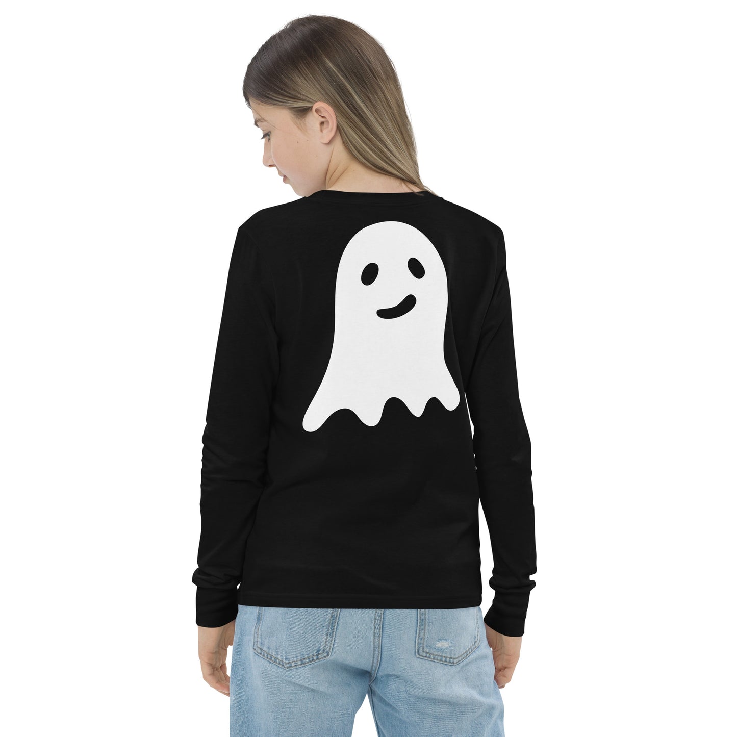 Youth long sleeve tee - Halloween Ghost Black T-Shirt