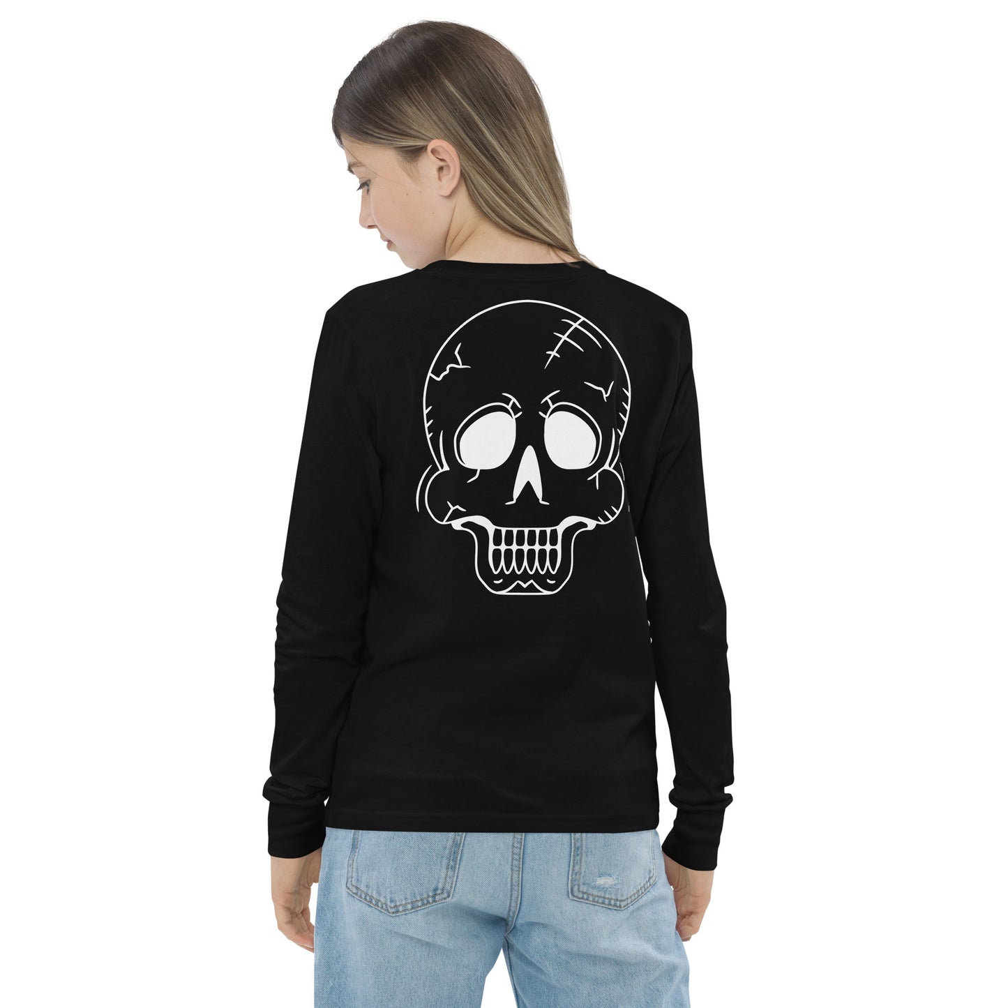 Youth long sleeve tee - Halloween Skeleton Black T-Shirt