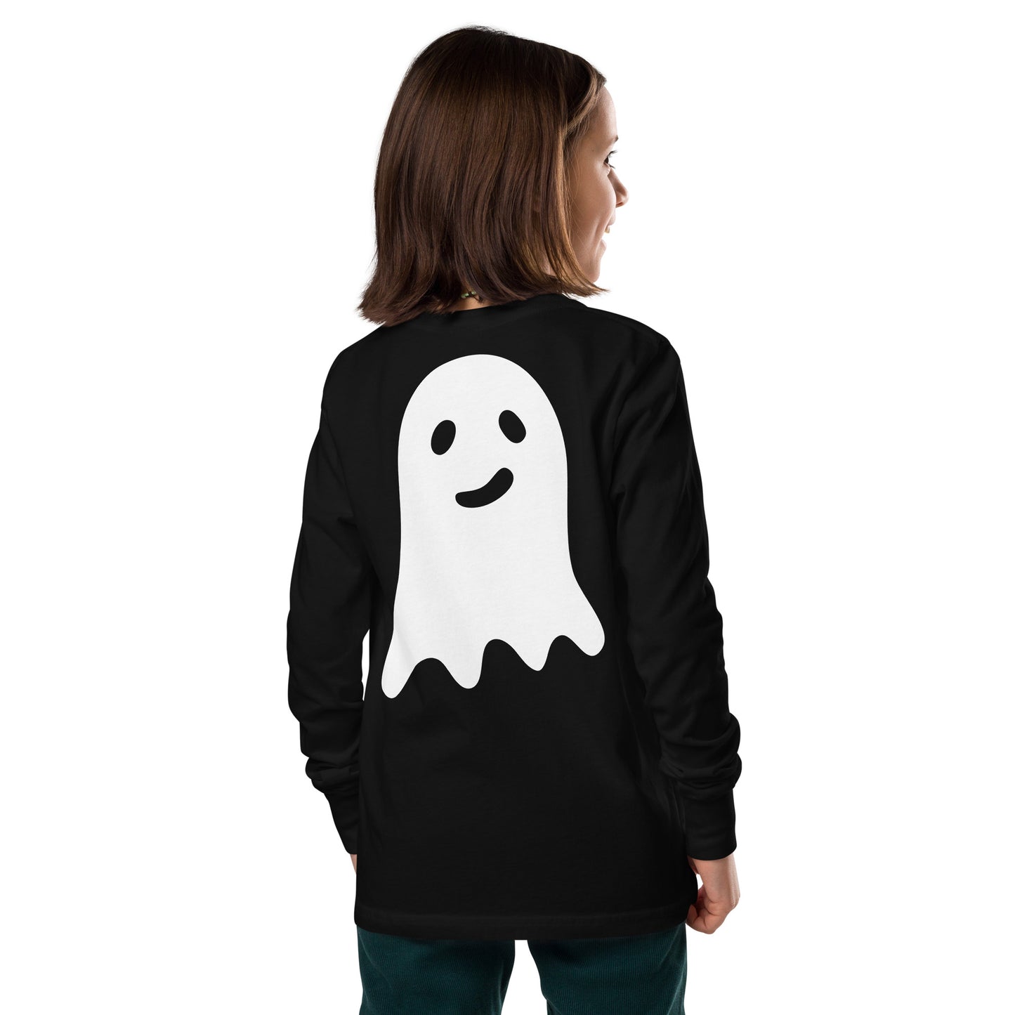 Youth long sleeve tee - Halloween Ghost Black T-Shirt