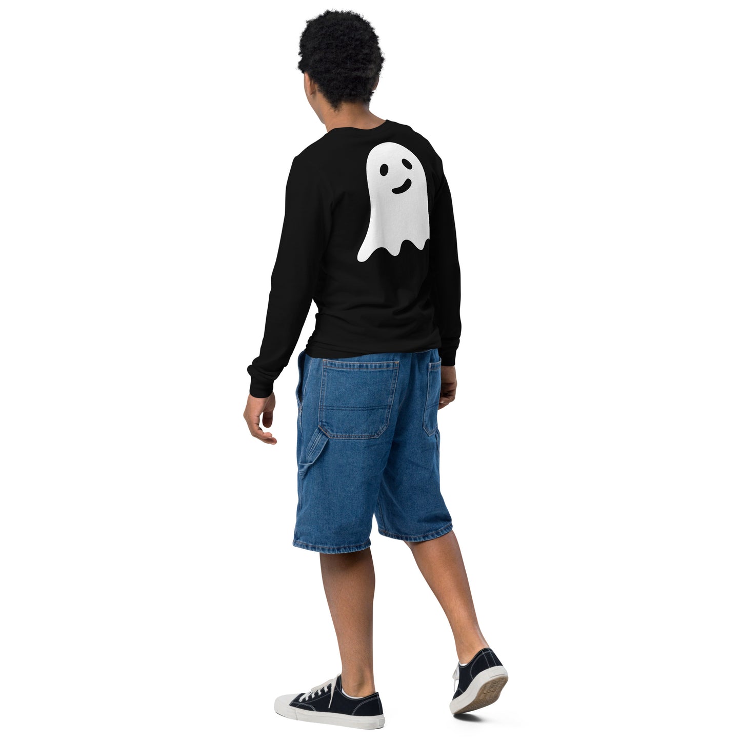 Youth long sleeve tee - Halloween Ghost Black T-Shirt