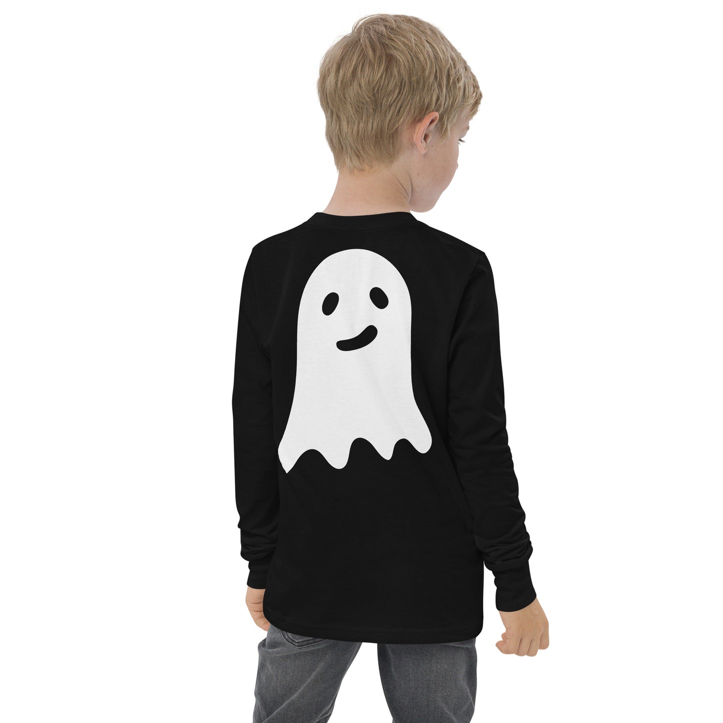 Youth long sleeve tee - Halloween Ghost Black T-Shirt