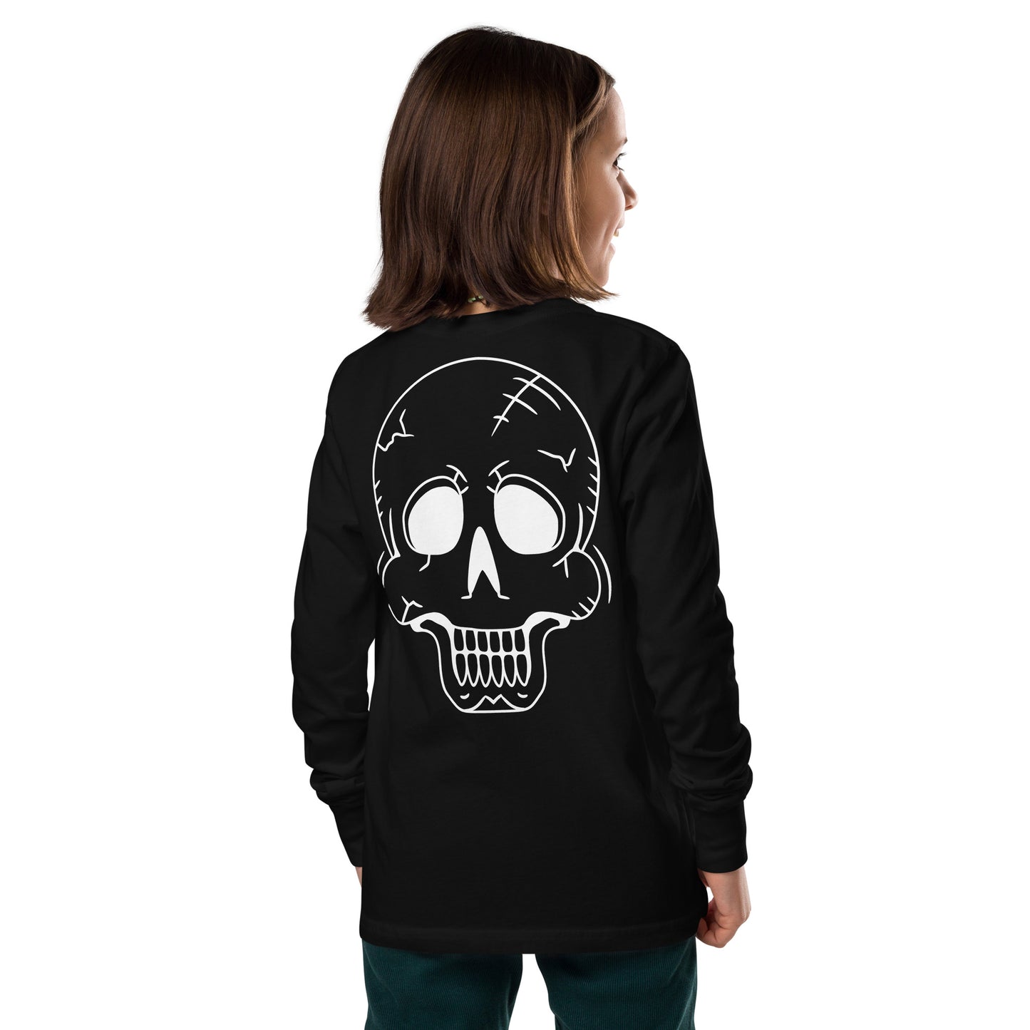 Youth long sleeve tee - Halloween Skeleton Black T-Shirt