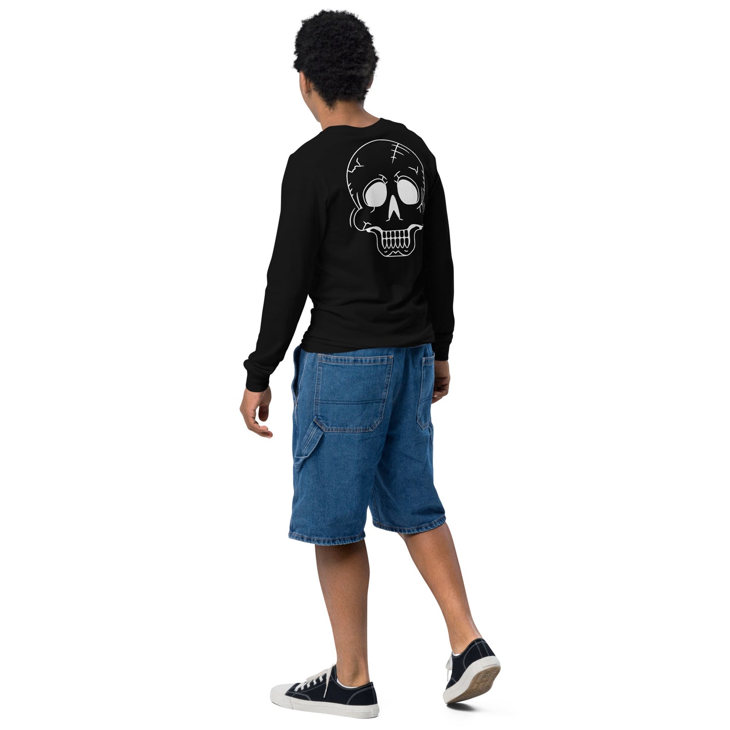 Youth long sleeve tee - Halloween Skeleton Black T-Shirt