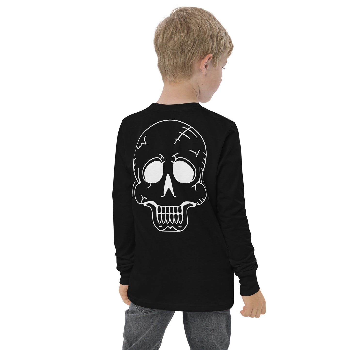 Youth long sleeve tee - Halloween Skeleton Black T-Shirt