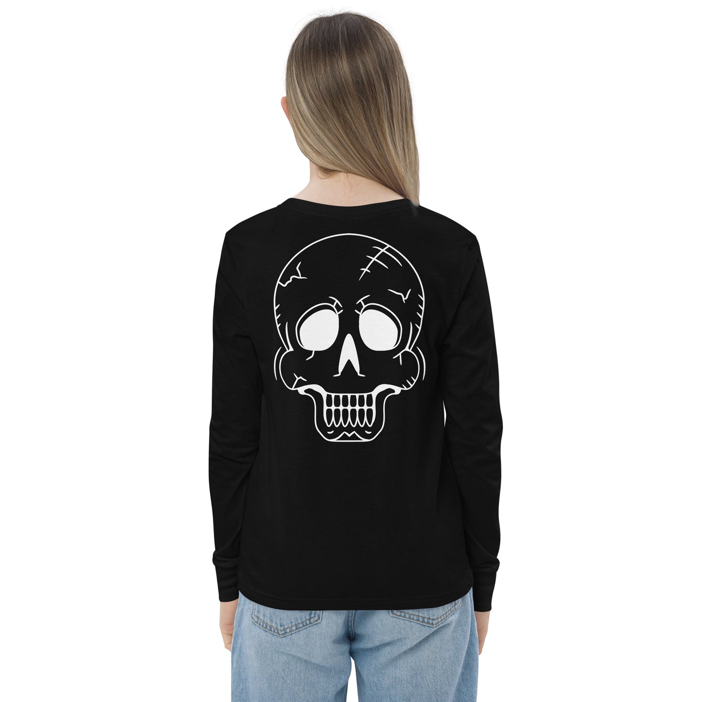 Youth long sleeve tee - Halloween Skeleton Black T-Shirt