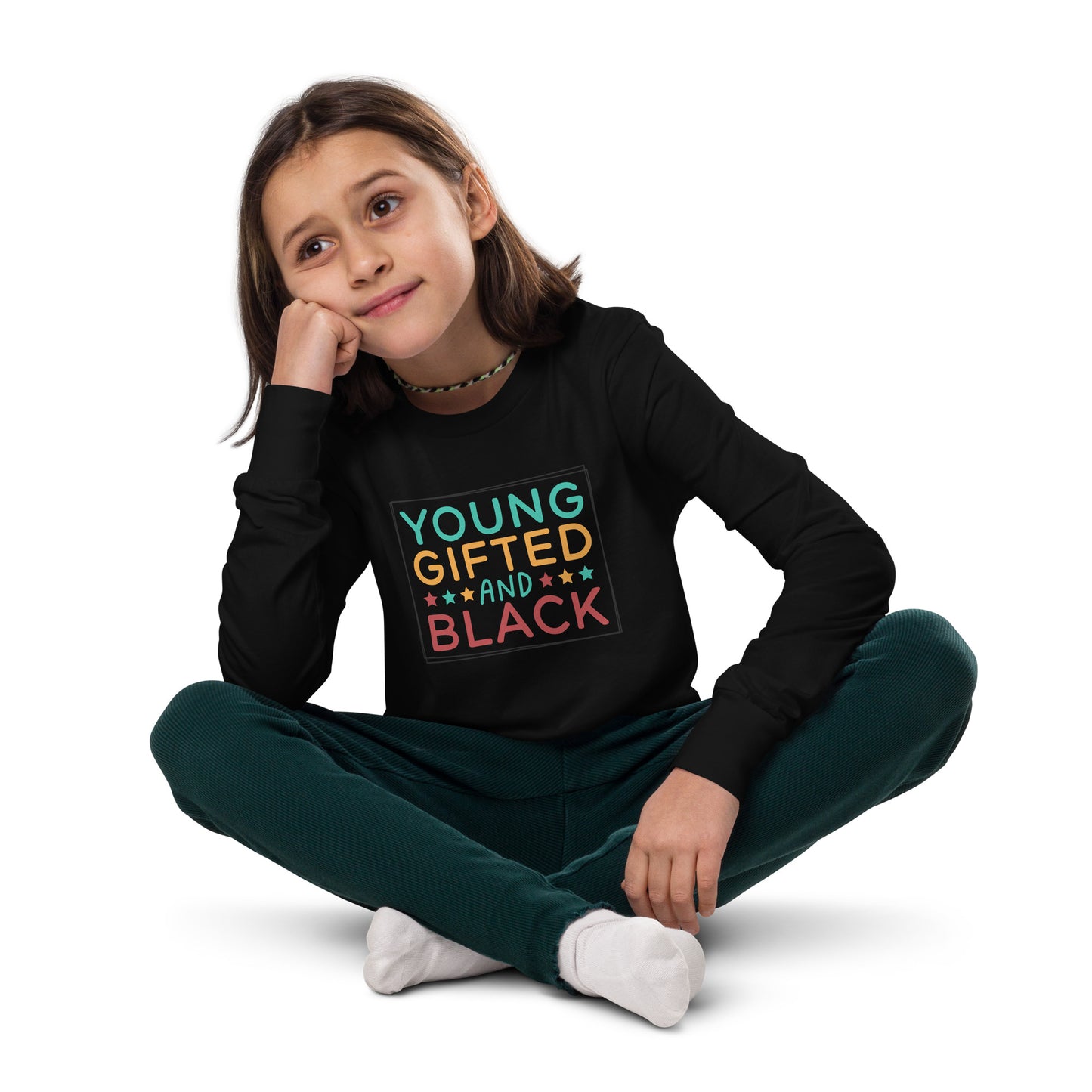 Youth long sleeve tee - Juneteenth Young Black and Talented