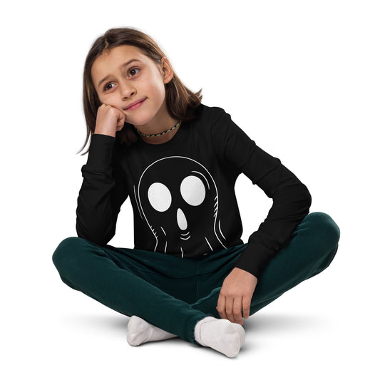 Youth long sleeve tee - Halloween Ghost Black T-Shirt