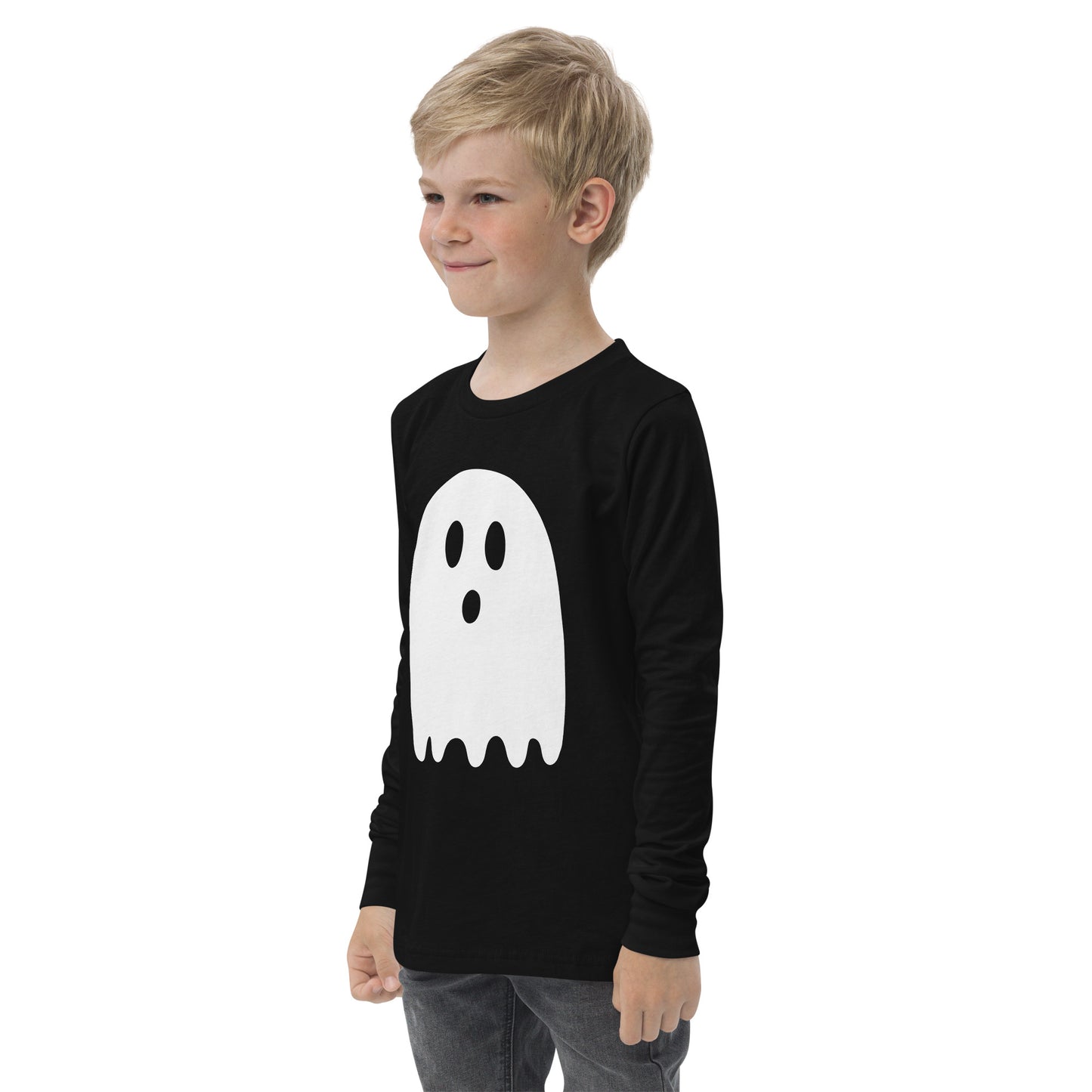 Youth long sleeve tee - Halloween Ghost Black T-Shirt