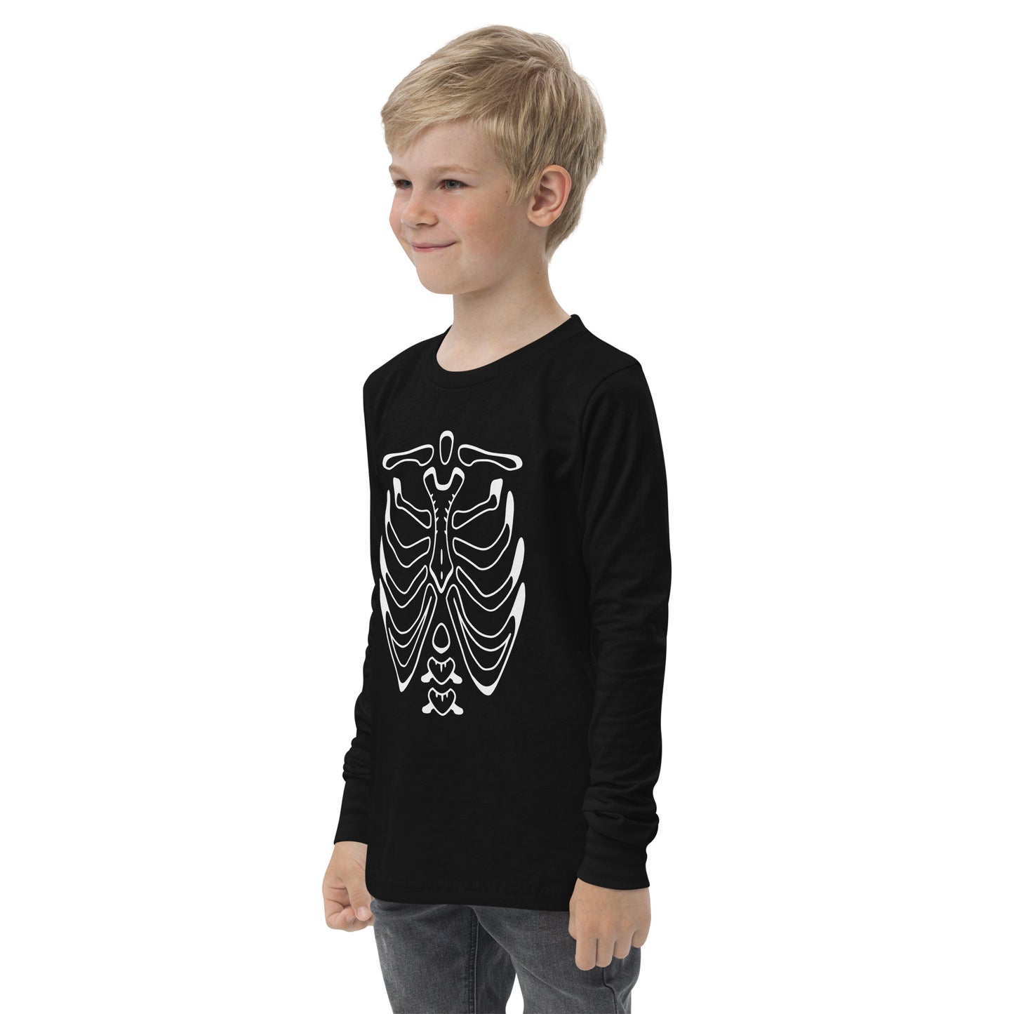 Youth long sleeve tee - Halloween Skeleton Black T-Shirt