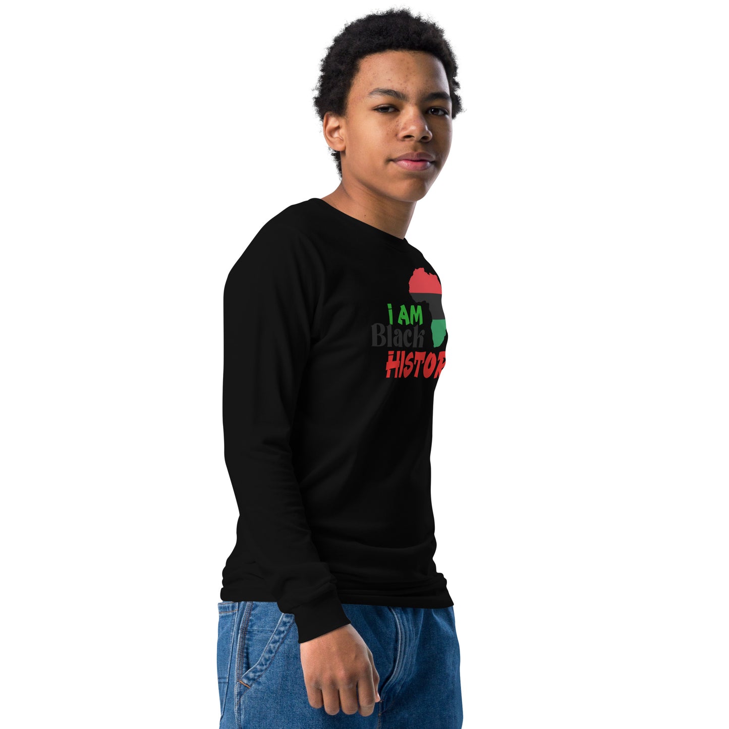 Youth long sleeve tee - I Am Black History