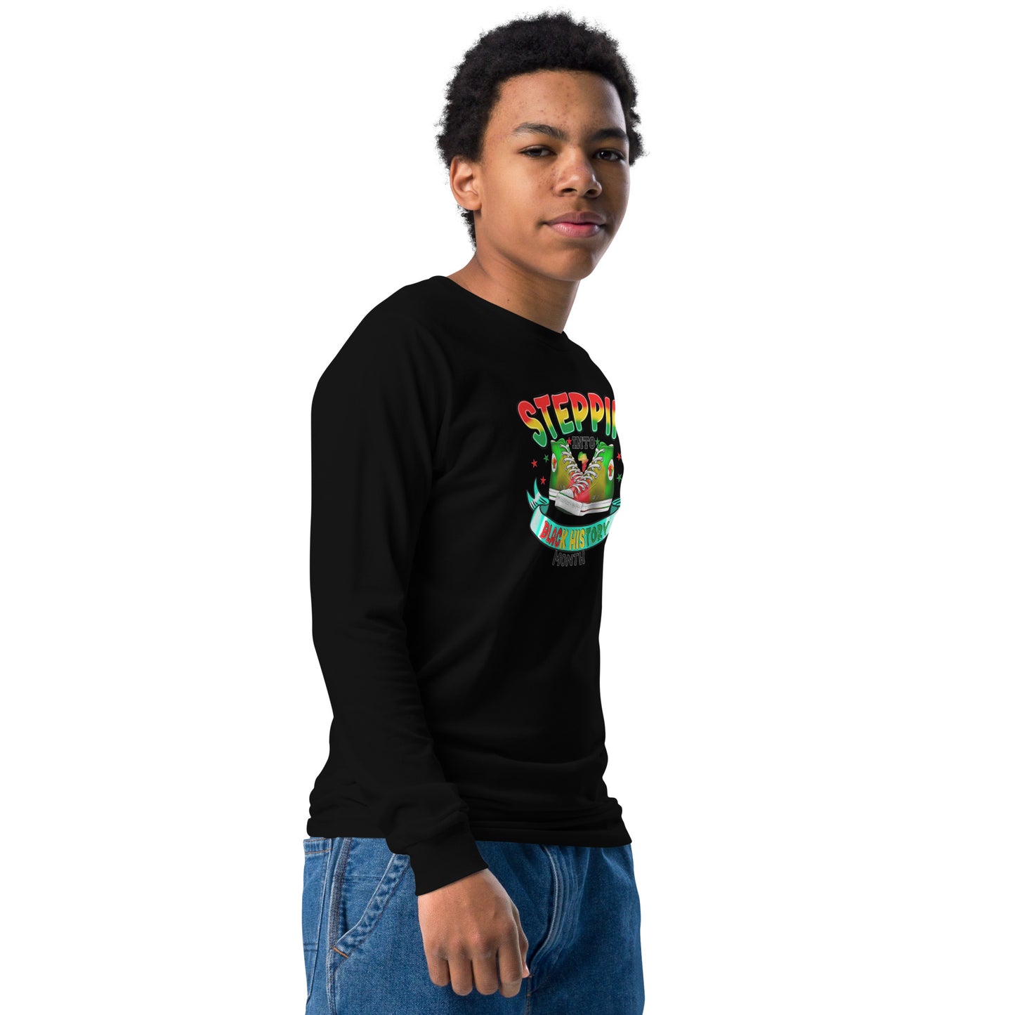 Youth long sleeve tee - Steppin Into Black History Month