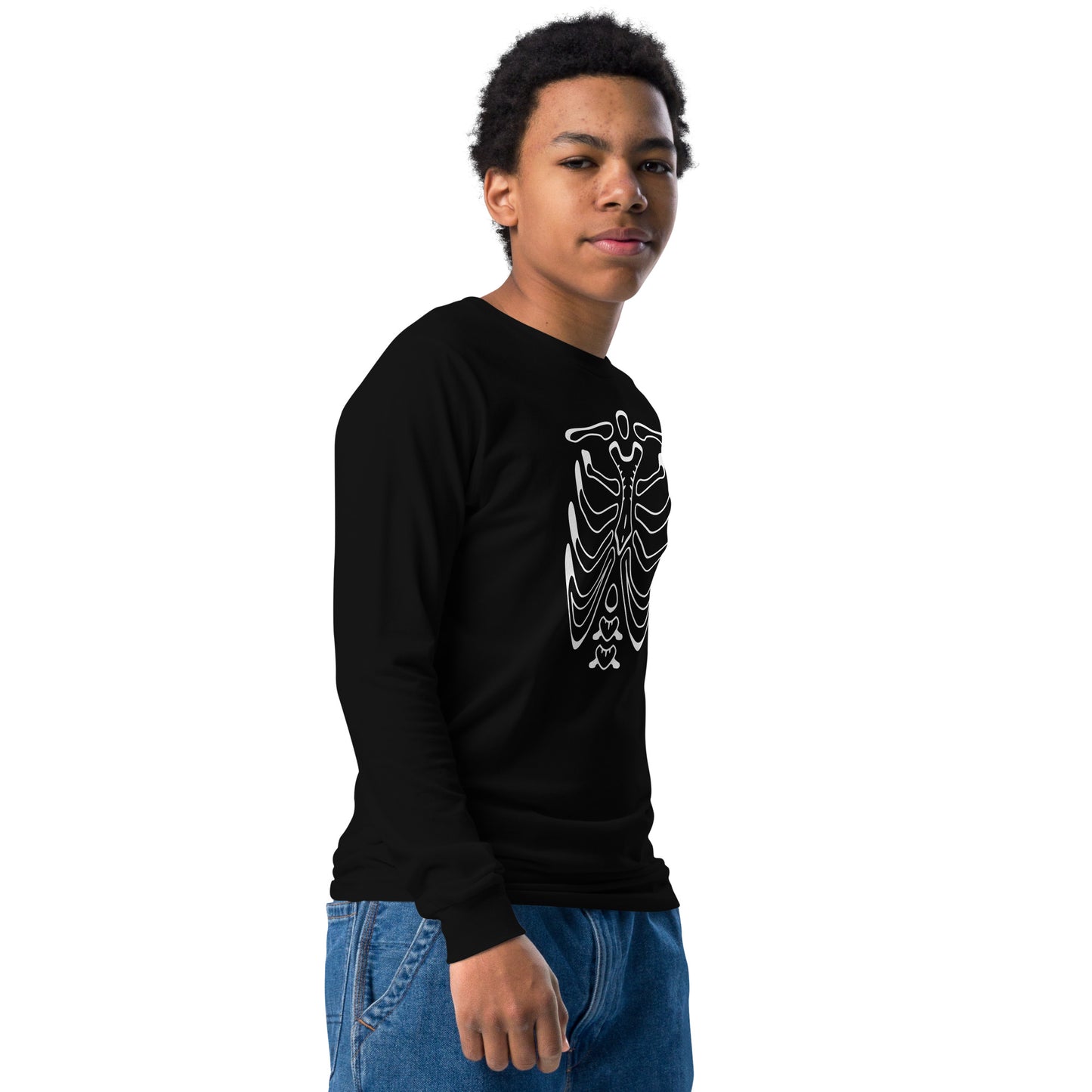 Youth long sleeve tee - Halloween Skeleton Black T-Shirt