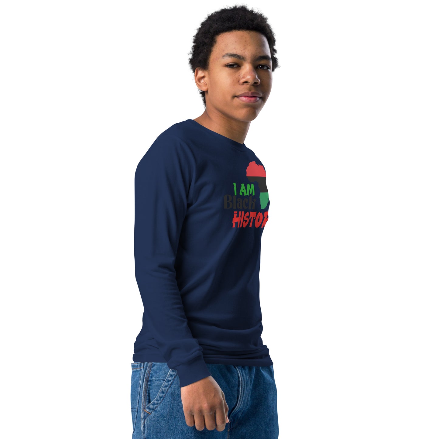 Youth long sleeve tee - I Am Black History