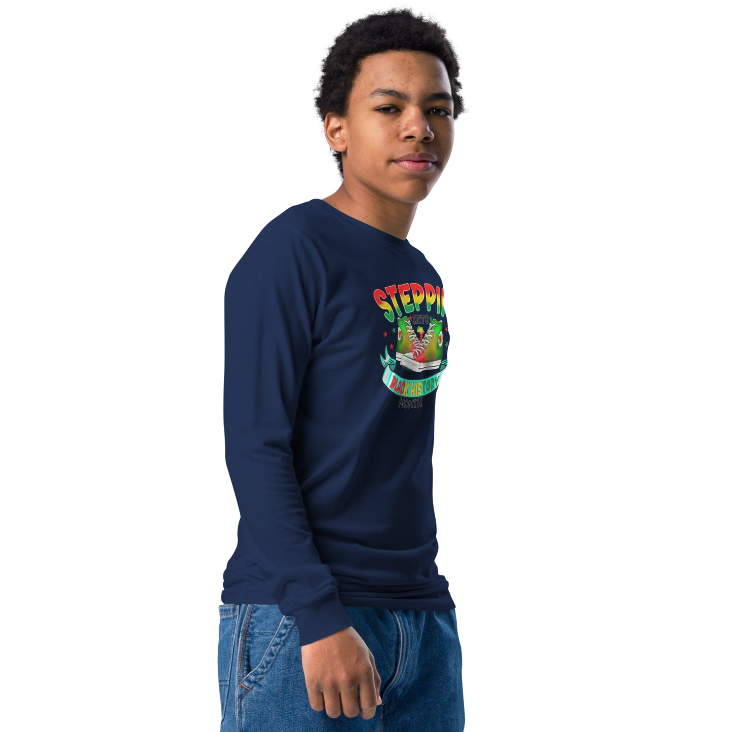 Youth long sleeve tee - Steppin Into Black History Month