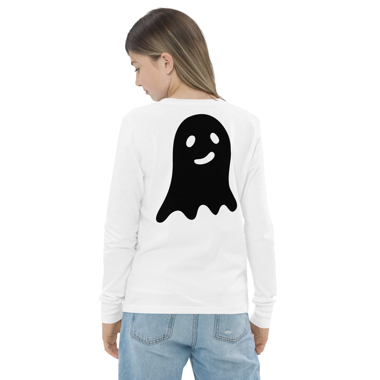 Youth long sleeve tee - Halloween Ghost White T-Shirt