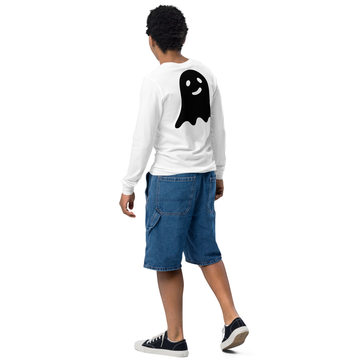 Youth long sleeve tee - Halloween Ghost White T-Shirt