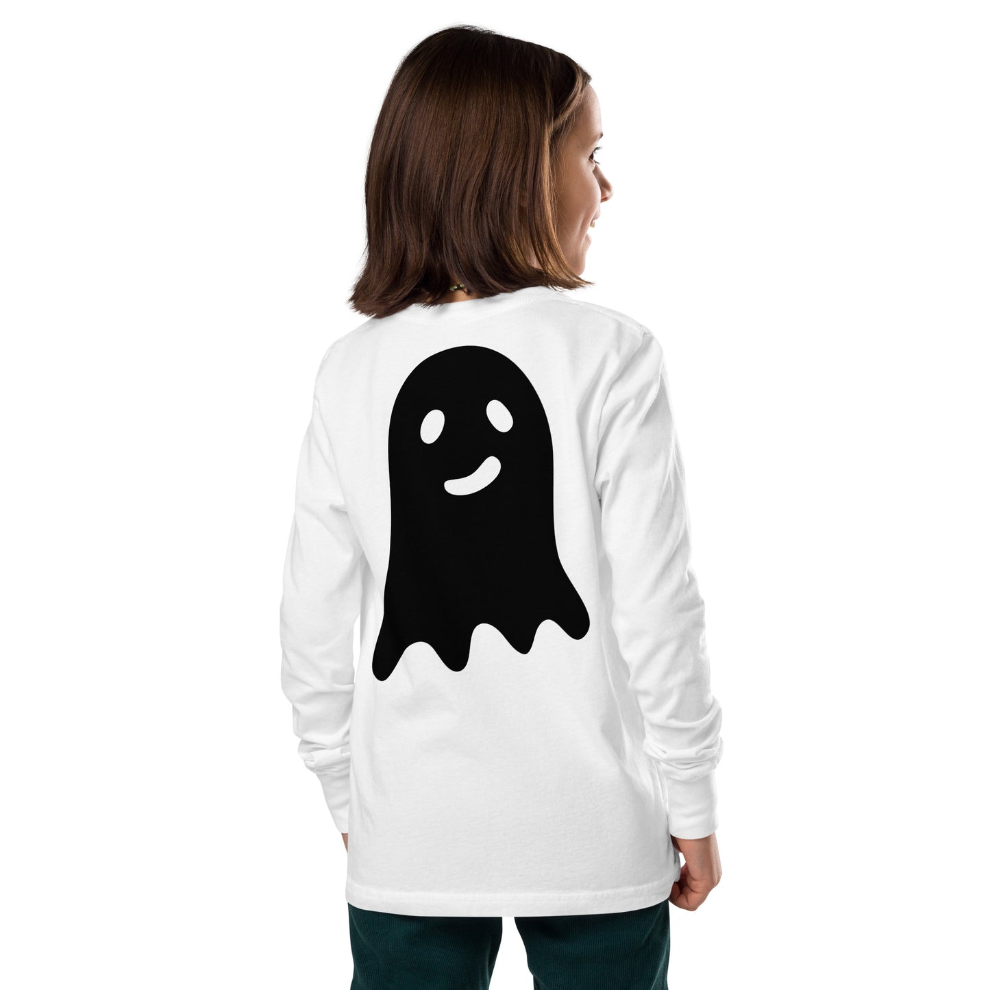 Youth long sleeve tee - Halloween Ghost White T-Shirt