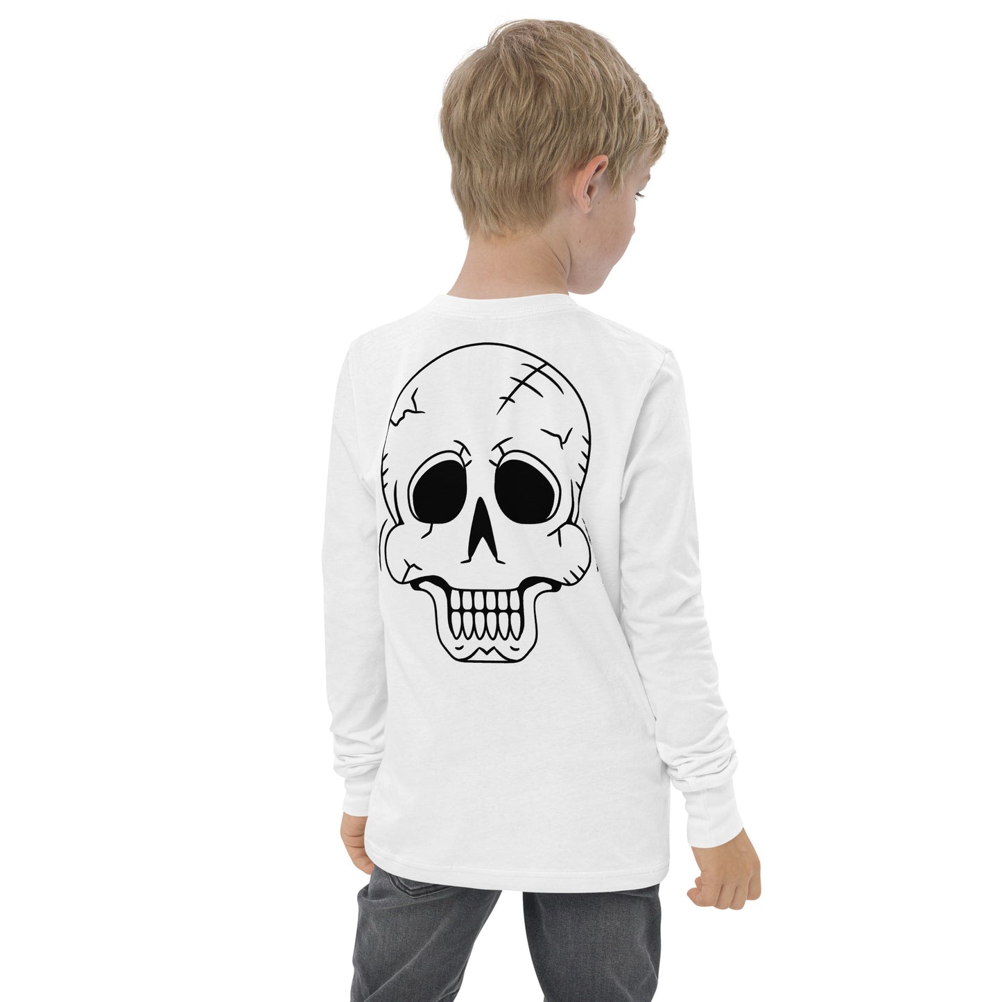 Youth long sleeve tee - Halloween Skeleton White T-Shirt