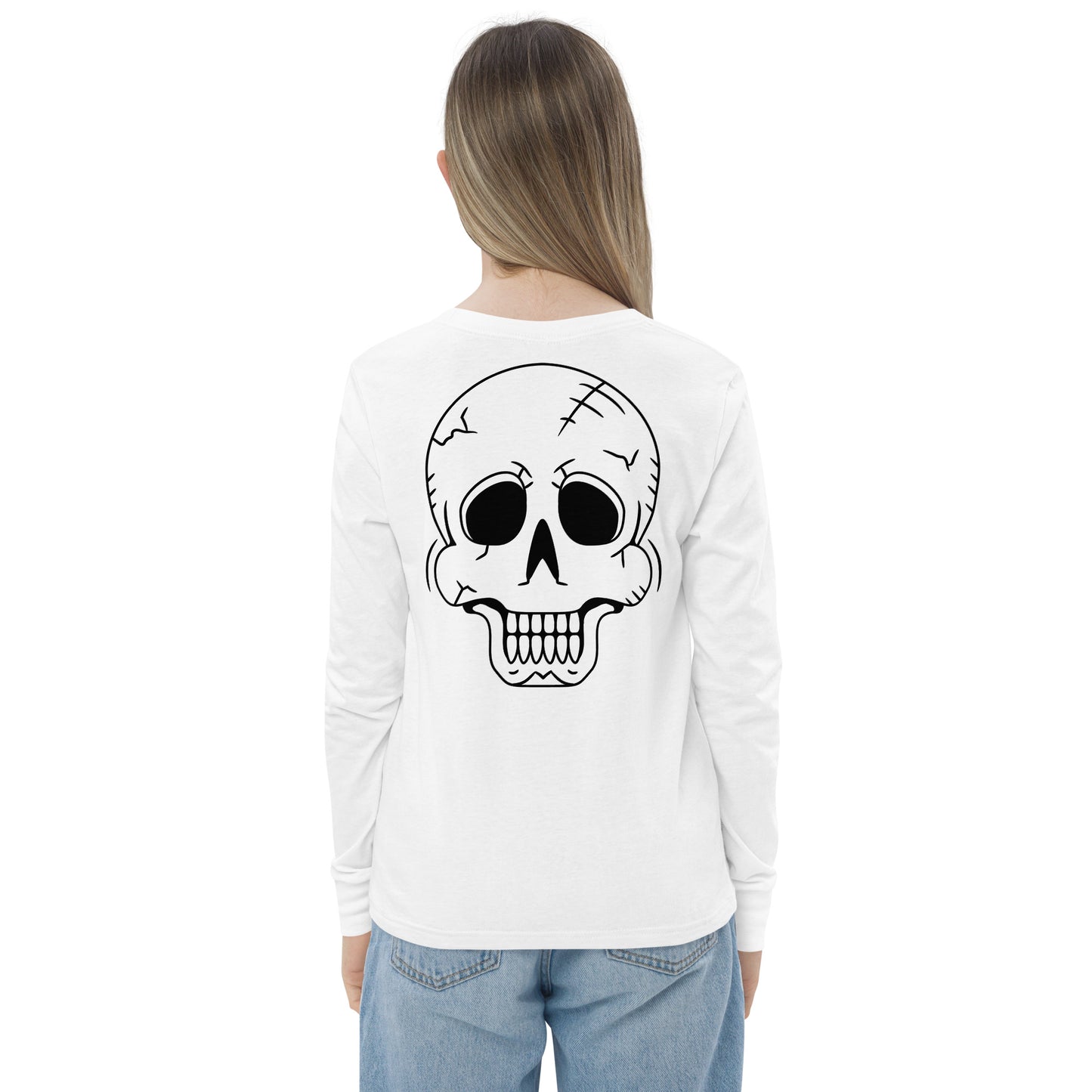 Youth long sleeve tee - Halloween Skeleton White T-Shirt