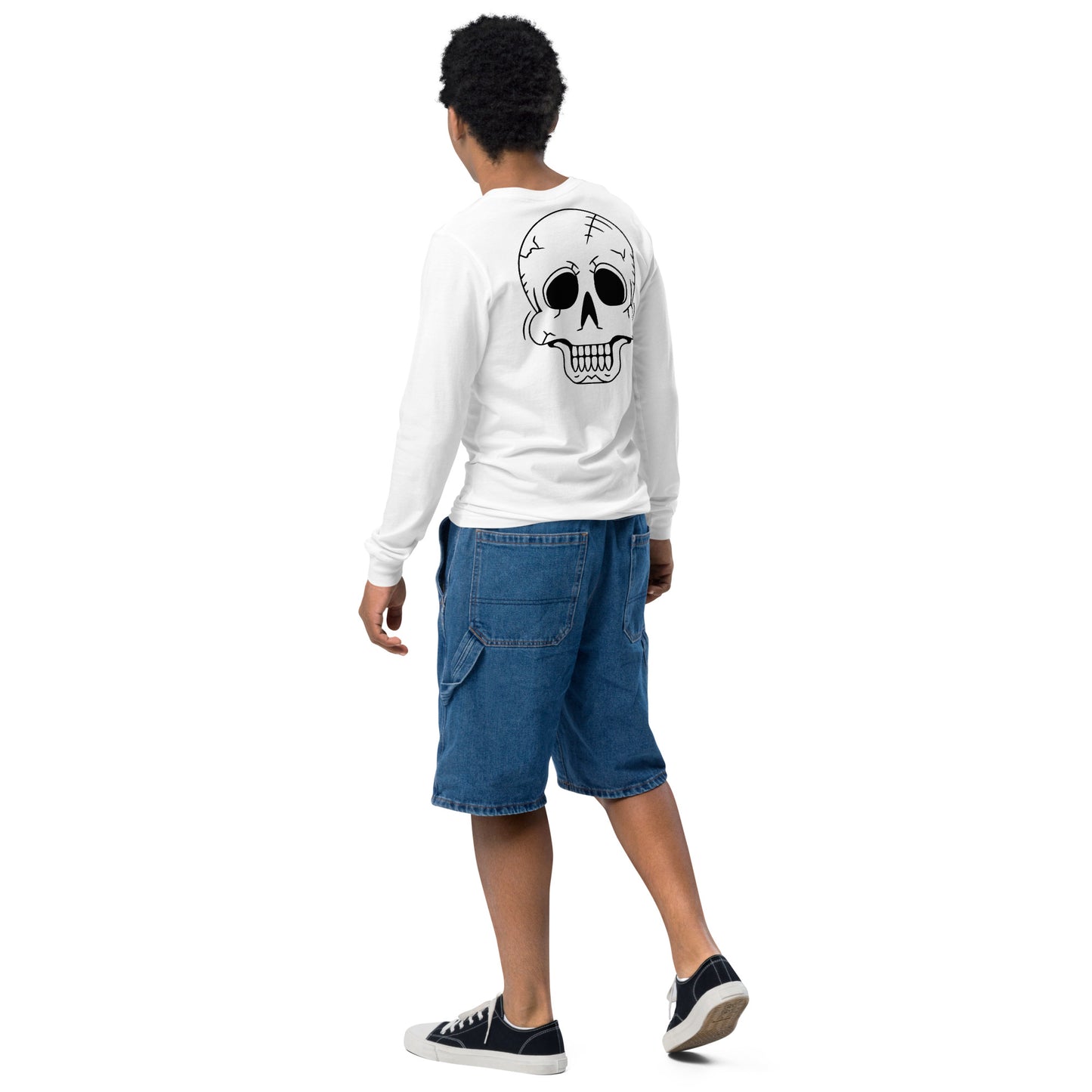 Youth long sleeve tee - Halloween Skeleton White T-Shirt