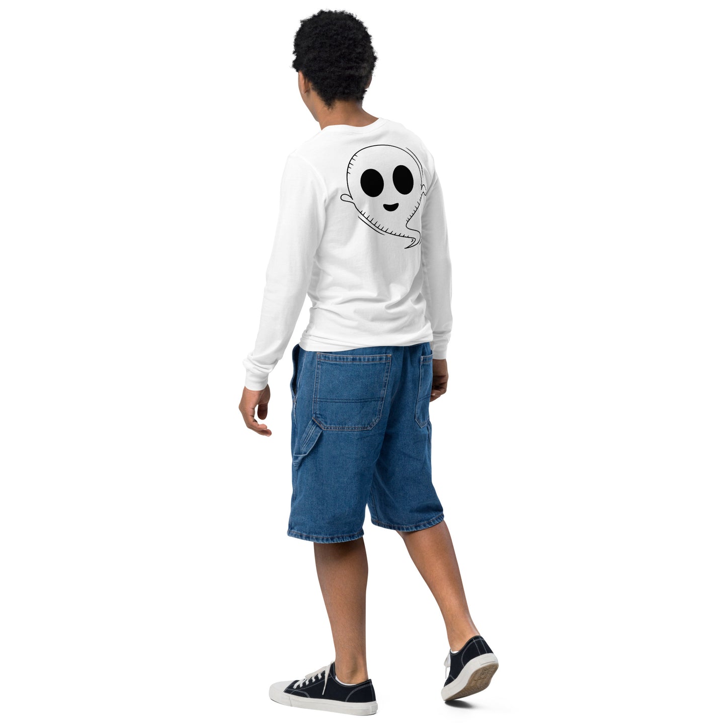 Youth long sleeve tee - Halloween Ghost White T-Shirt