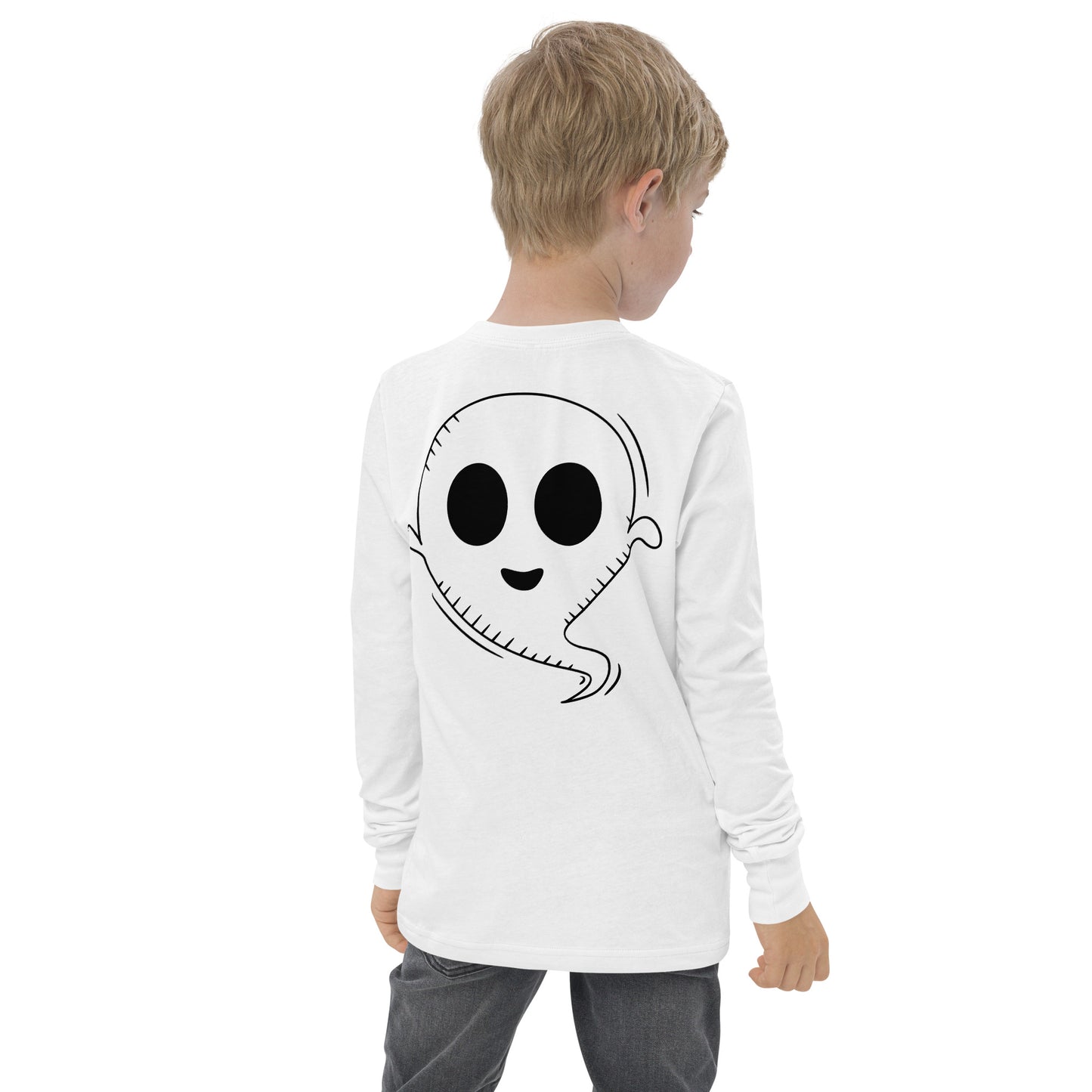 Youth long sleeve tee - Halloween Ghost White T-Shirt