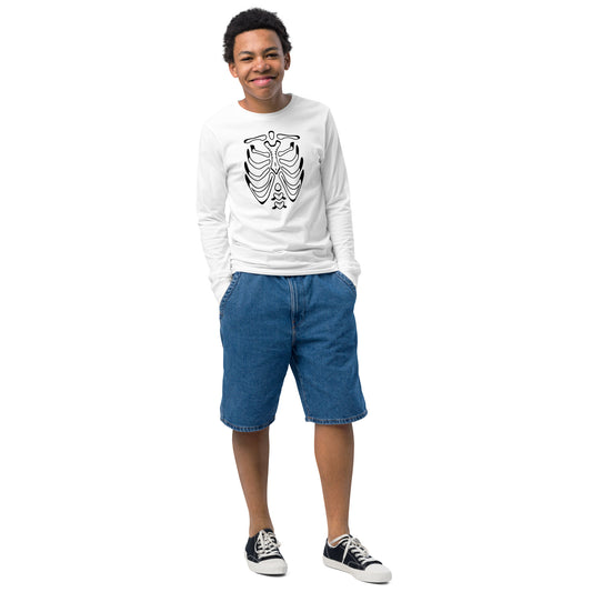 Youth long sleeve tee - Halloween Skeleton White T-Shirt