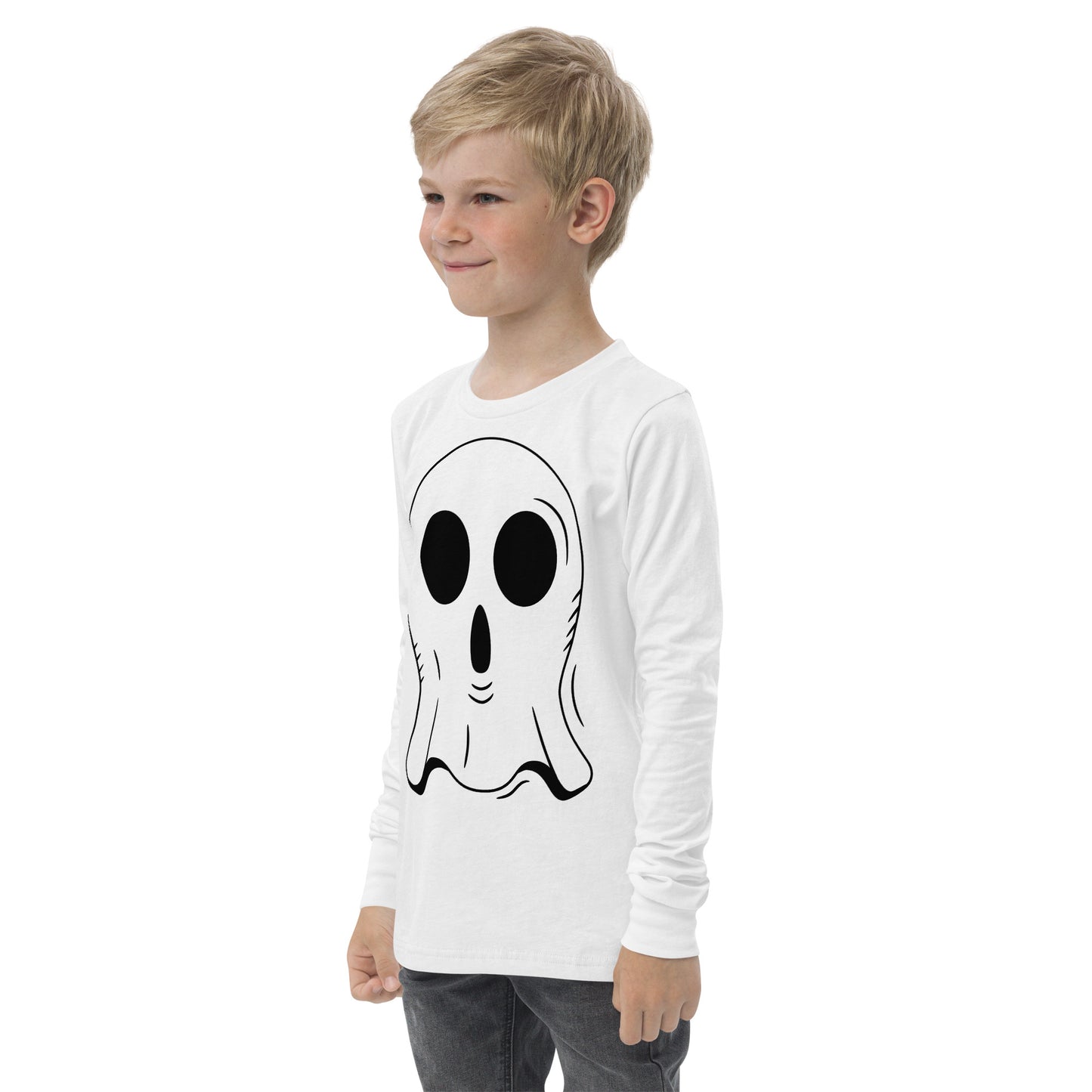 Youth long sleeve tee - Halloween Ghost White T-Shirt