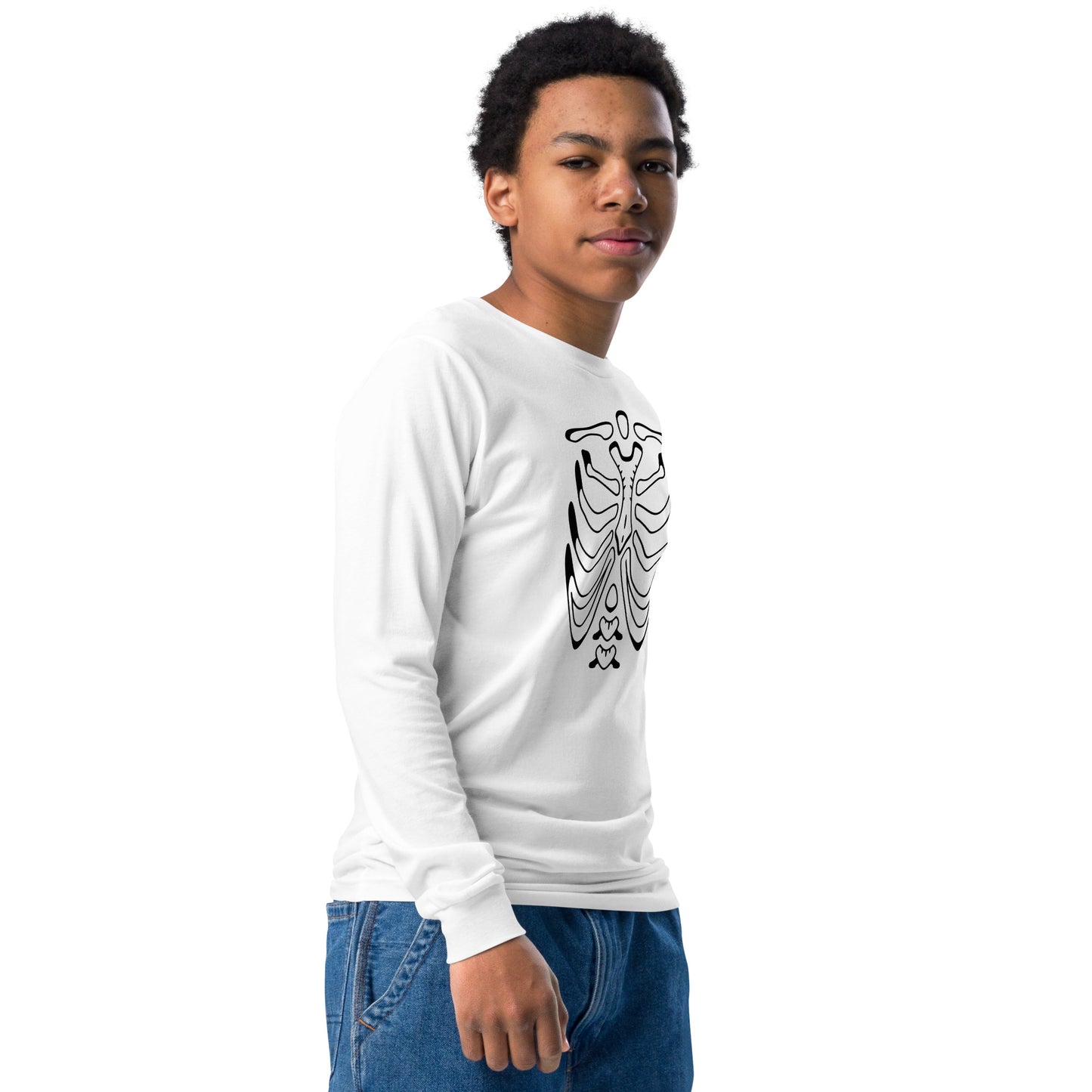 Youth long sleeve tee - Halloween Skeleton White T-Shirt