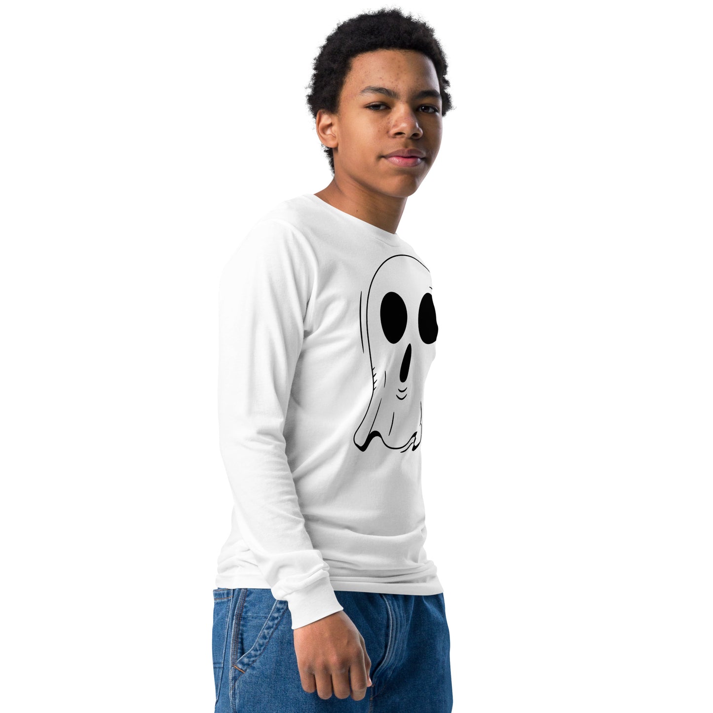 Youth long sleeve tee - Halloween Ghost White T-Shirt