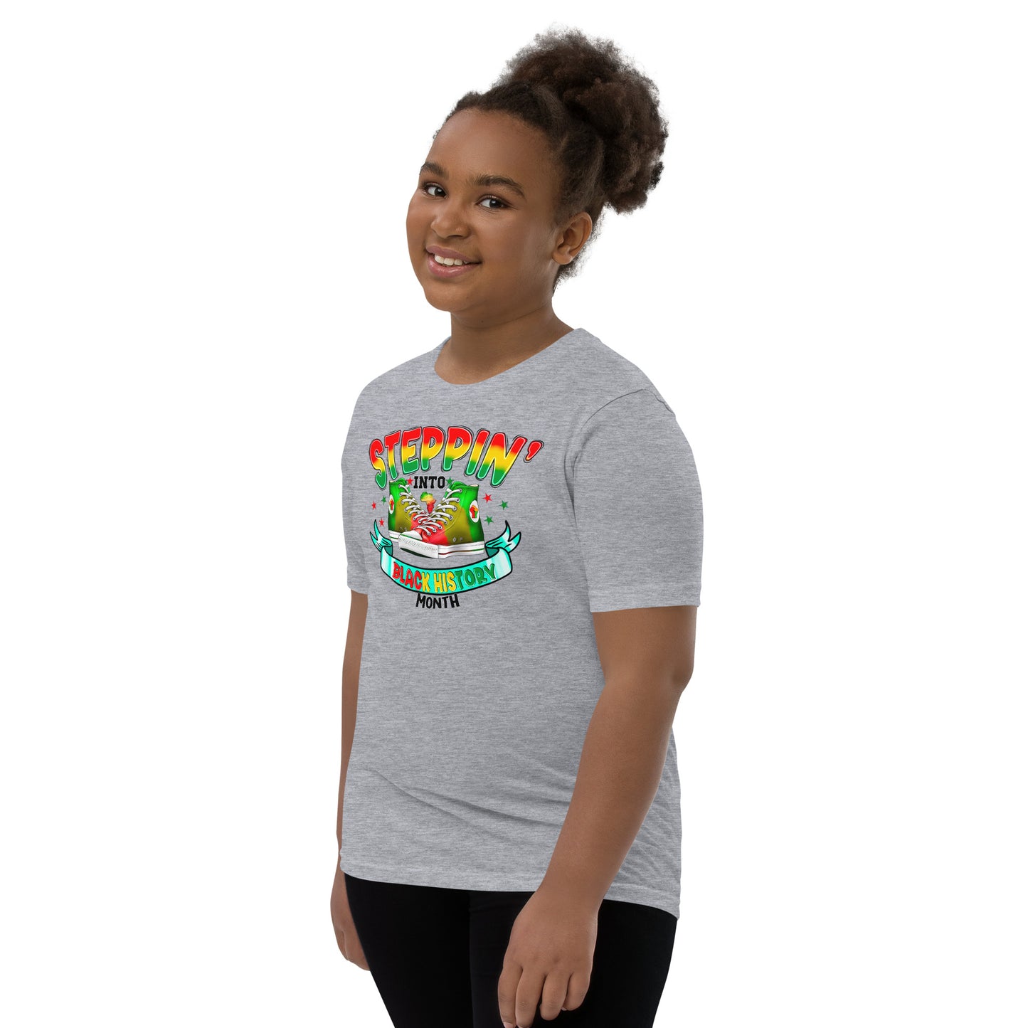 Youth Short Sleeve T-Shirt- Steppin Into Black History Month