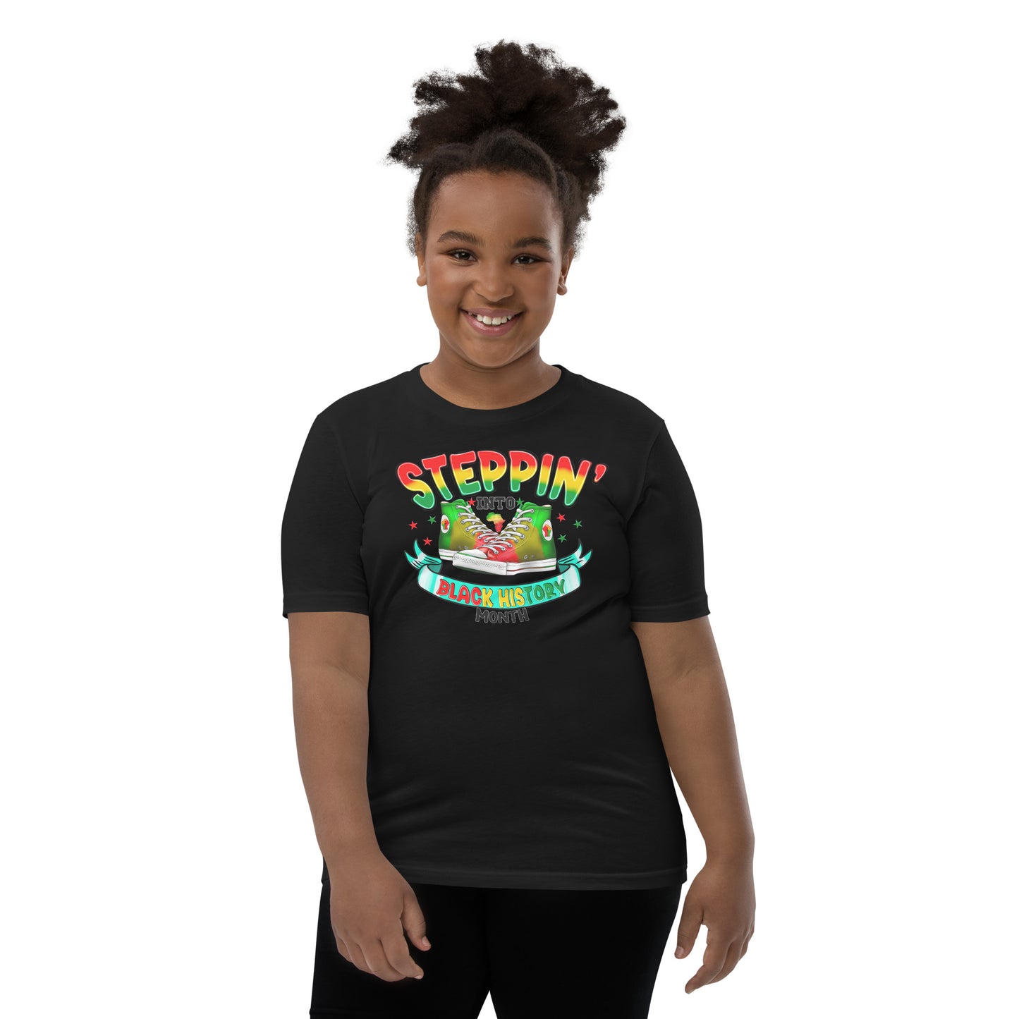 Youth Short Sleeve T-Shirt- Steppin Into Black History Month