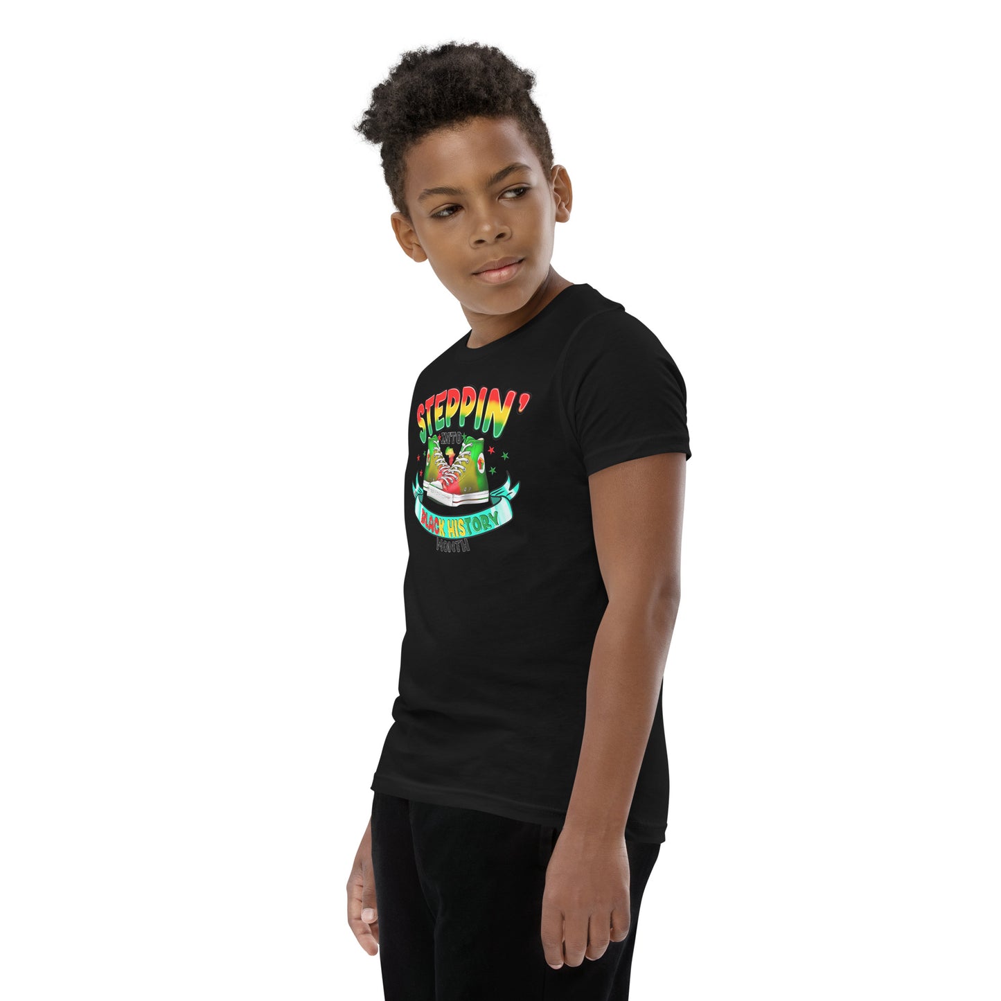 Youth Short Sleeve T-Shirt- Steppin Into Black History Month