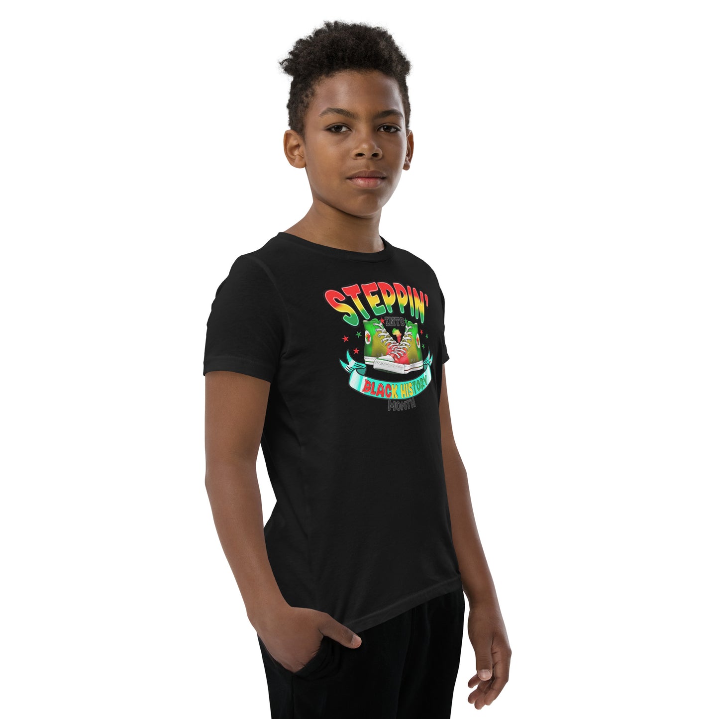 Youth Short Sleeve T-Shirt- Steppin Into Black History Month