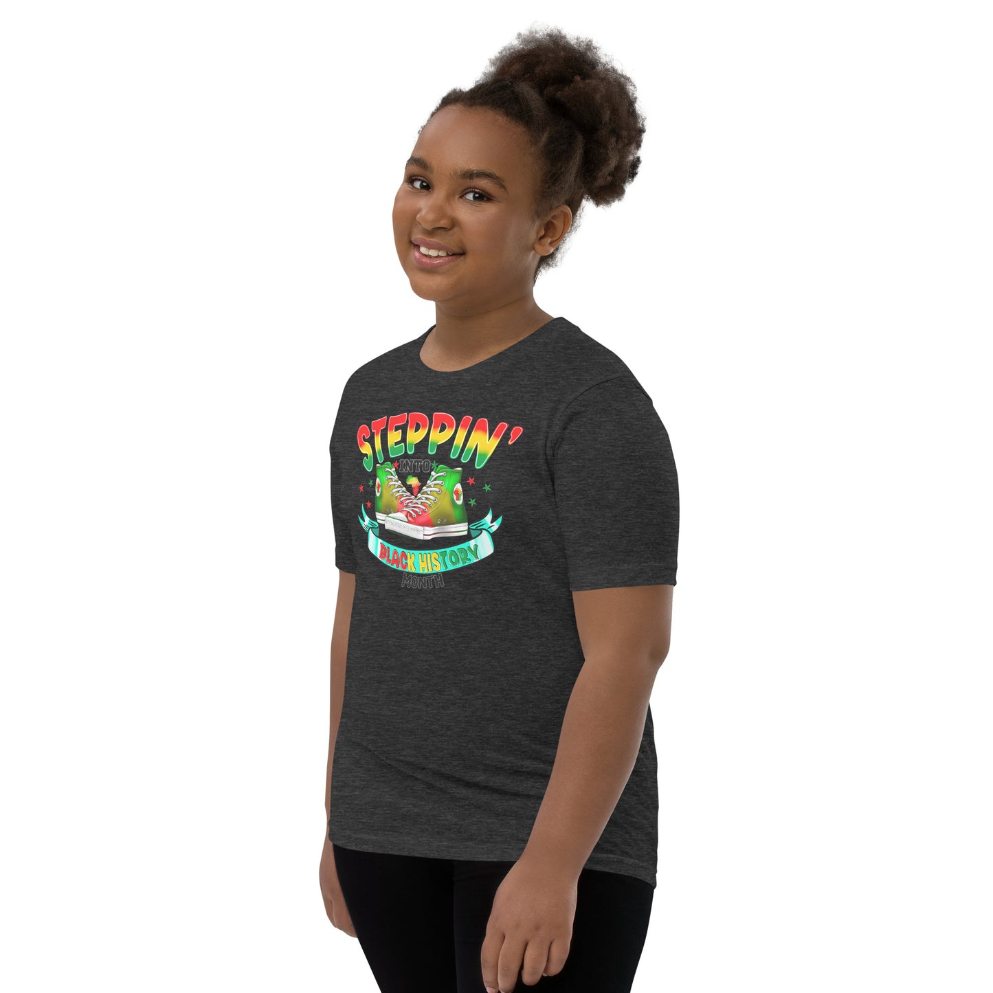 Youth Short Sleeve T-Shirt- Steppin Into Black History Month