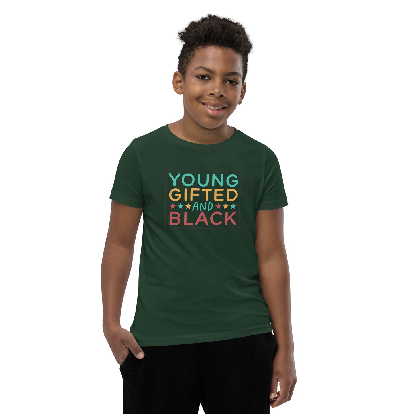 Youth Short Sleeve T-Shirt - Juneteenth Young Gifted ad Black